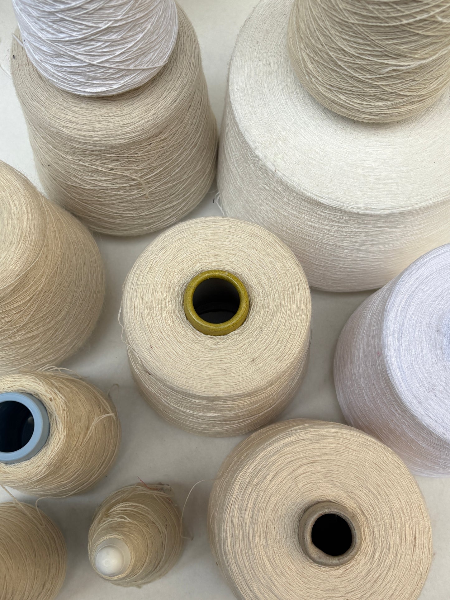 Natural Fibre Yarn Cone, White Shade, Mixed Bundle