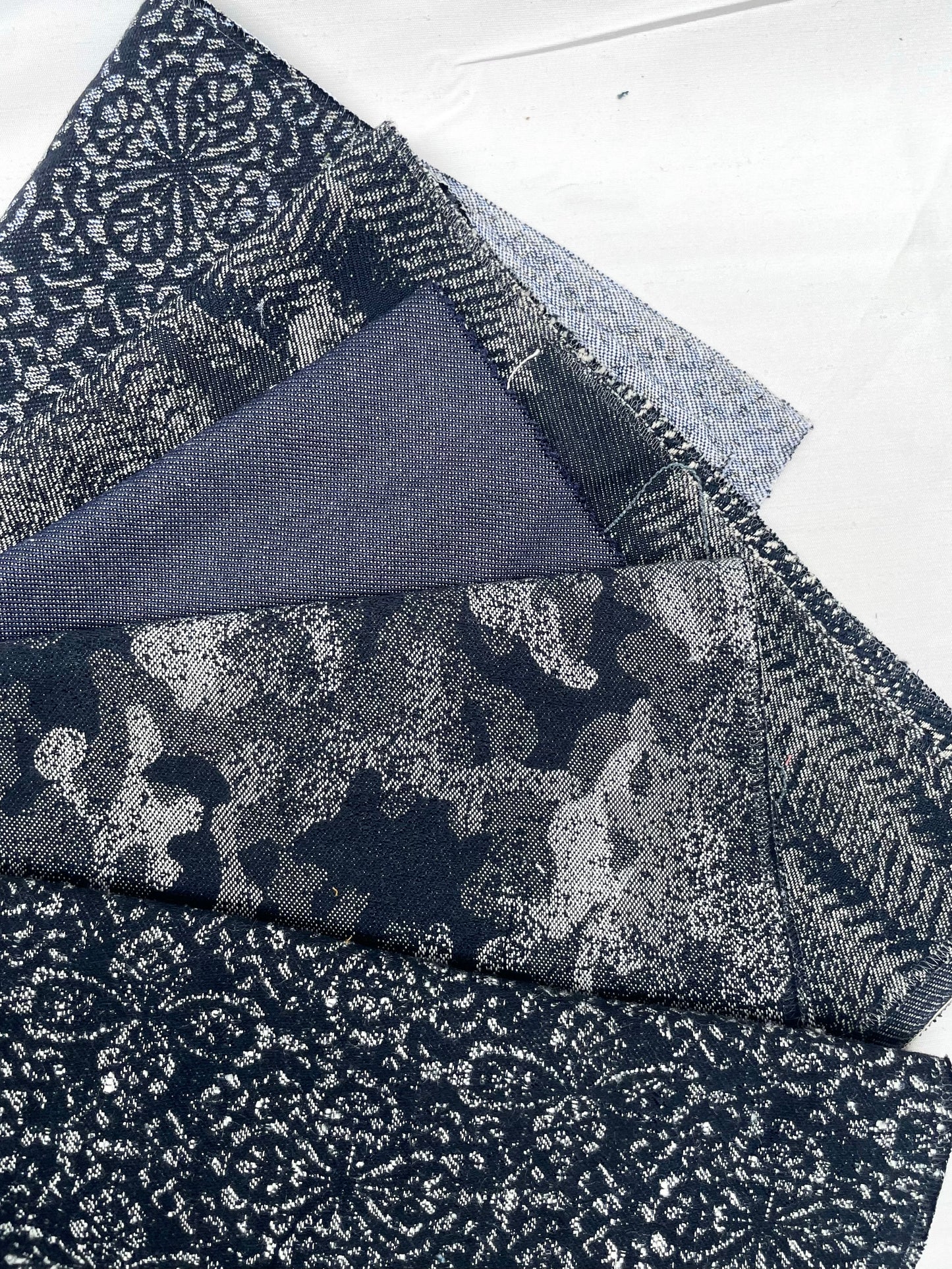 Denim Blue Patterned Fabric Bundle of Four *ONE-OFF*