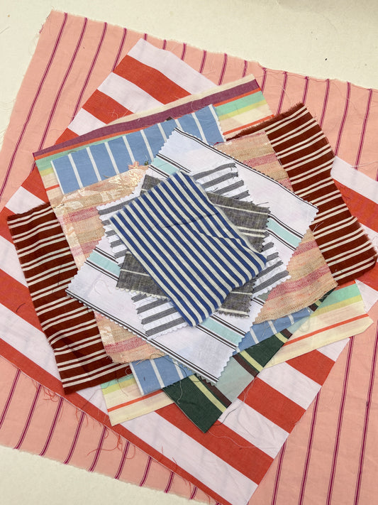 Striped Colourful Cotton Fabric Sample from Nobody’s Child Bundle of 12 *ONE-OFF*