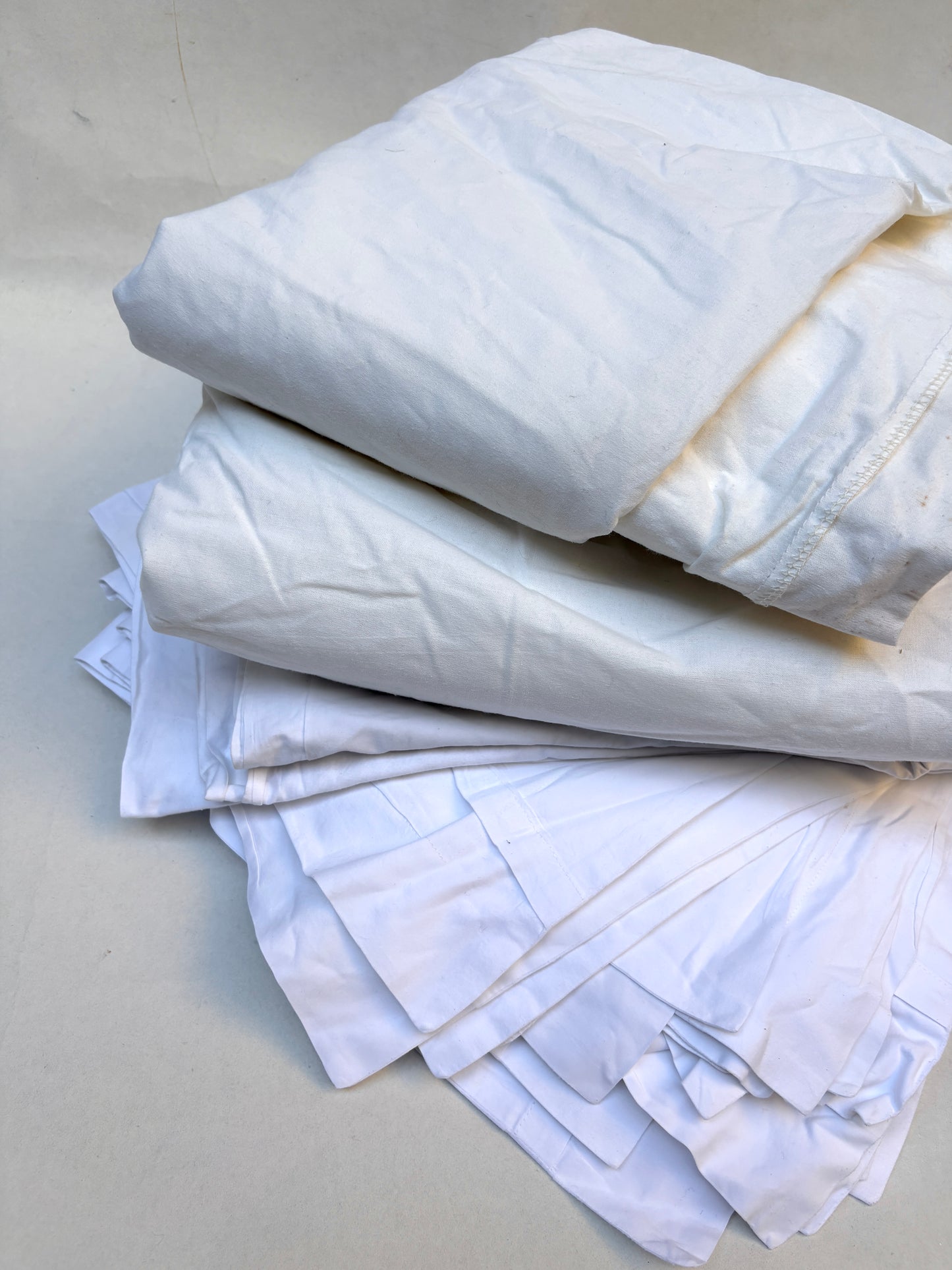 100% Cotton Fabric, White Bed Linens, Mixed Bundle - 3kg
