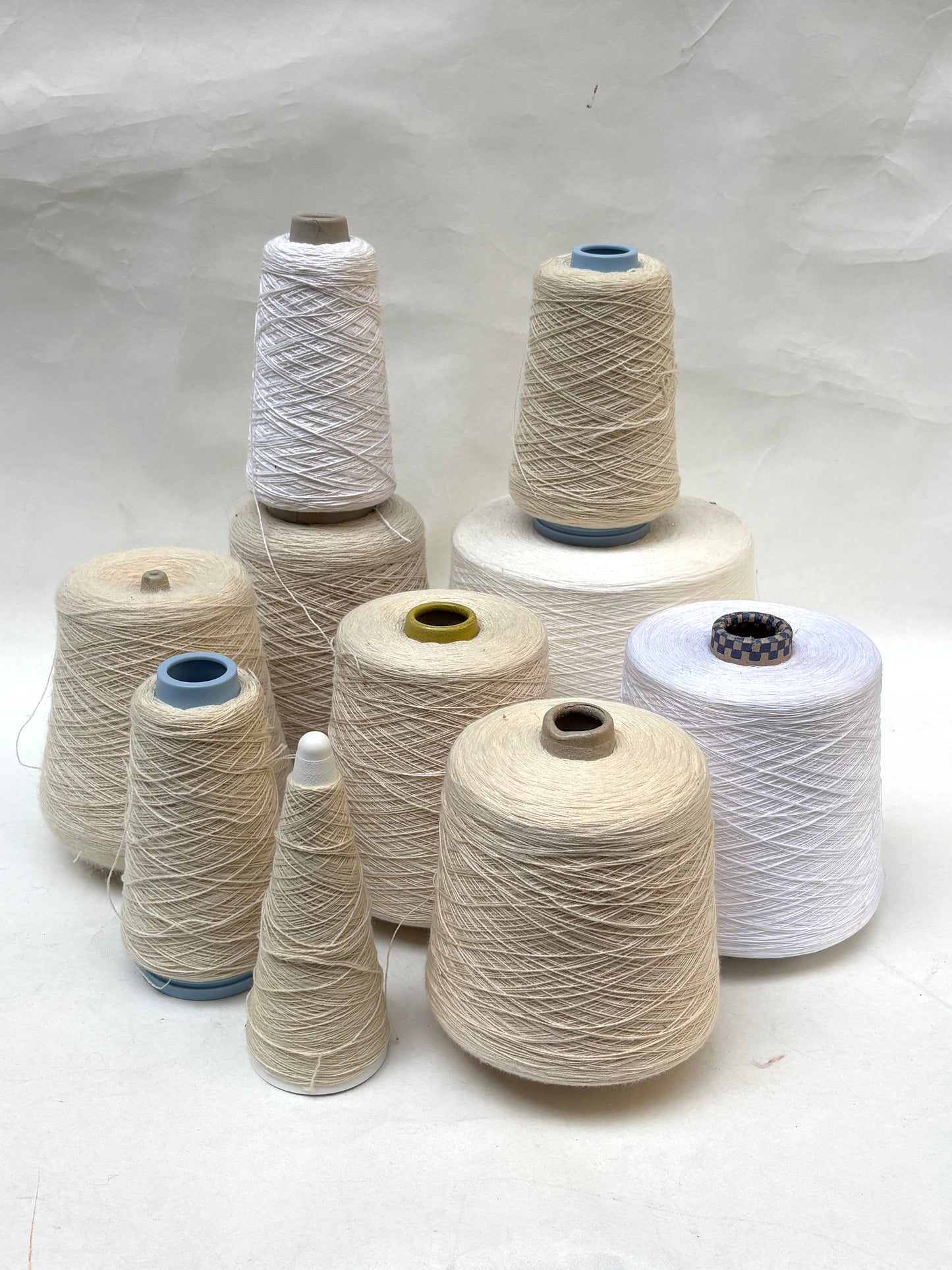 Natural Fibre Yarn Cone, White Shade, Mixed Bundle