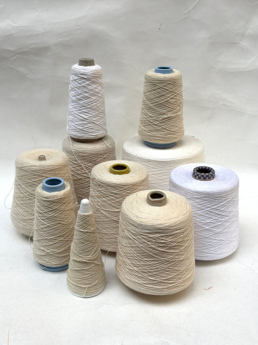 Natural Fibre Yarn Cone, White Shade, Mixed Bundle