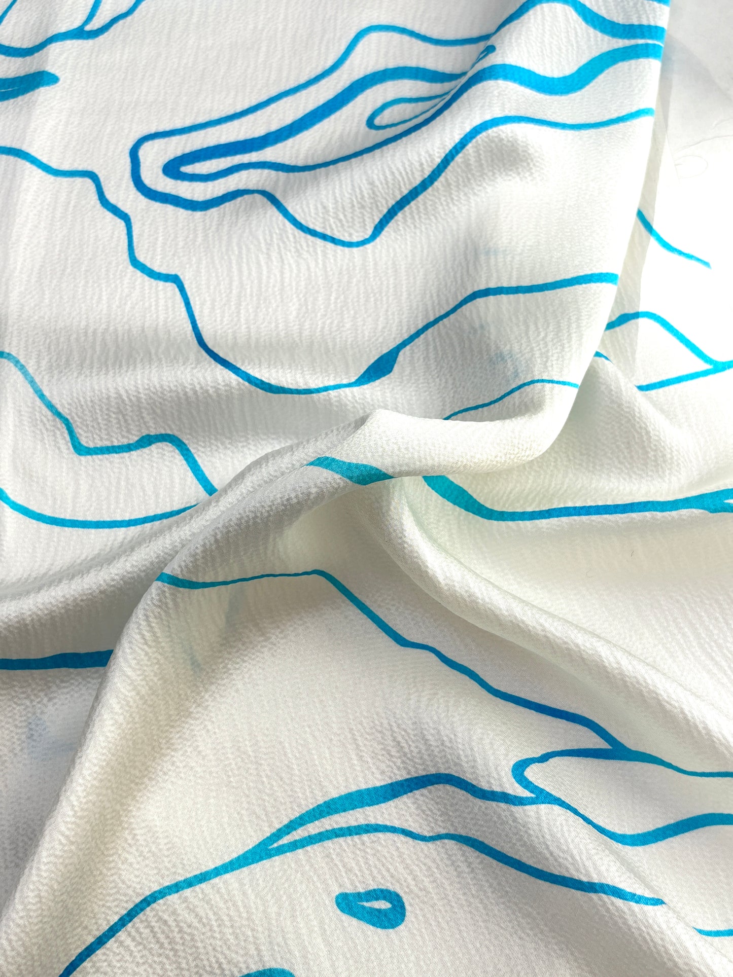 Fabric, 100% Silk, Waterline Print, Lightweight, End of Roll