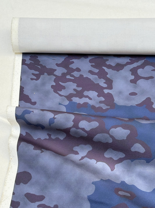 Fabric, Camouflage Patterned, Blue/Purple, End of Roll
