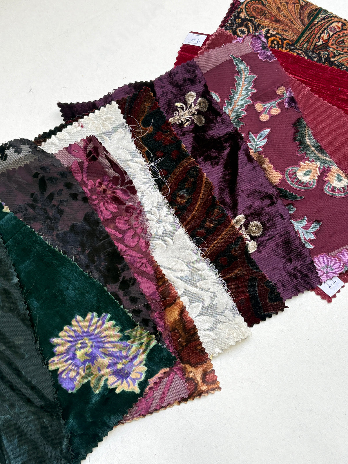 Velvet Patterned Fabric Sample Bundle of 13 *ONE-OFF*