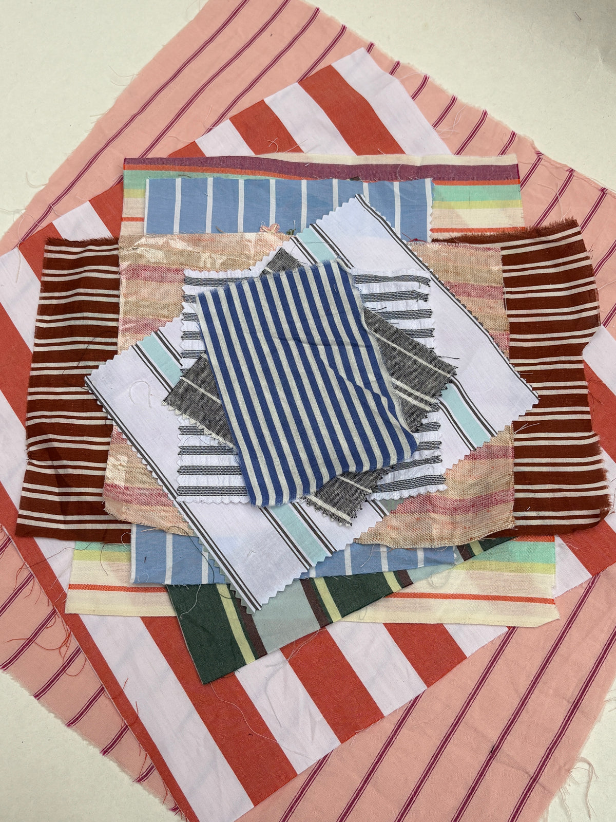 Striped Colourful Cotton Fabric Sample from Nobody’s Child Bundle of 12 *ONE-OFF*