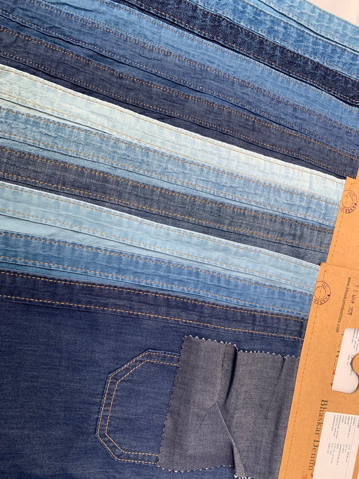 Denim Fabric Sample Panels Bundle of 4 *ONE-OFF*