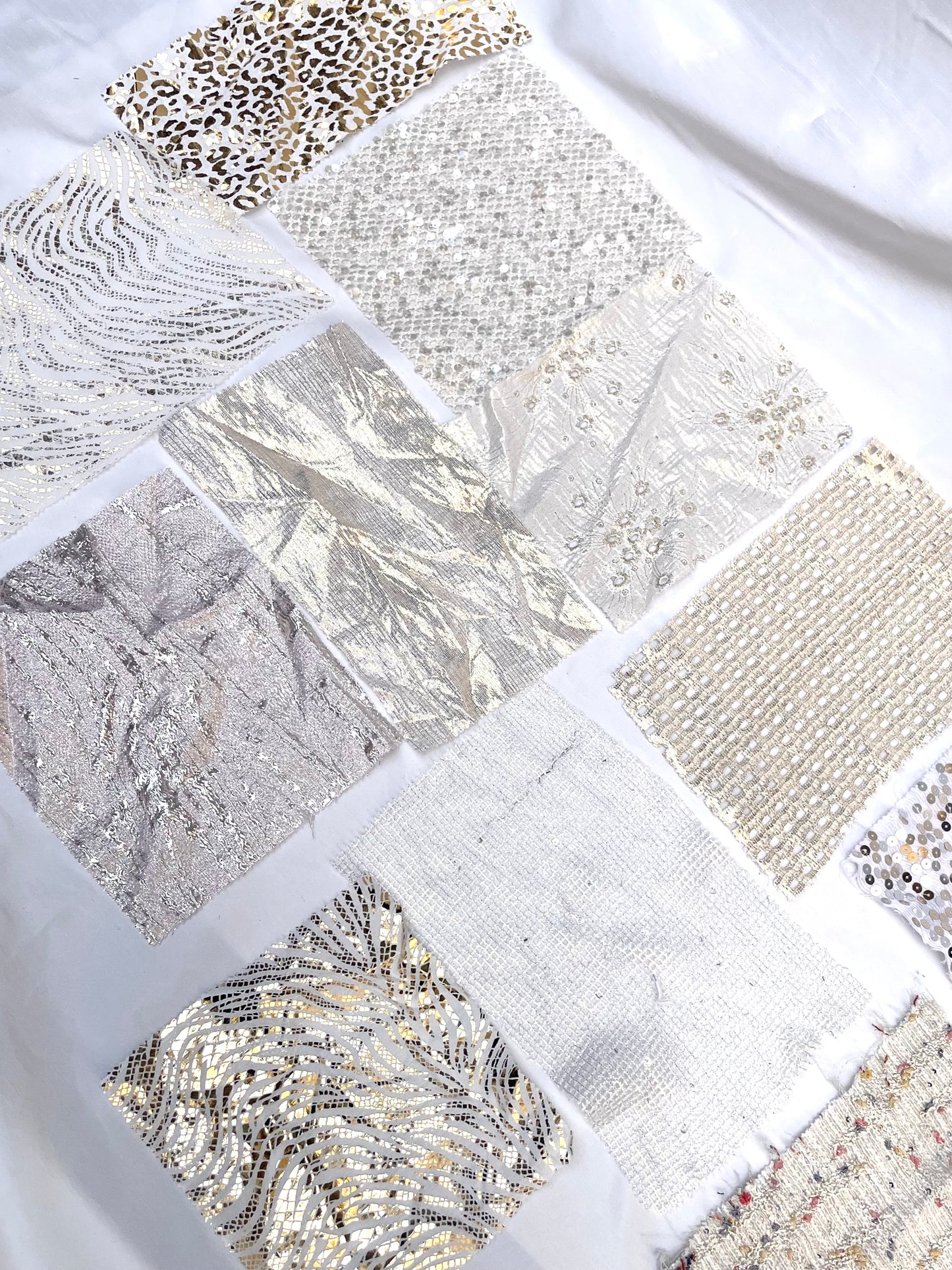 Glitter White Fabric Sample Bundle of 11 *ONE-OFF*