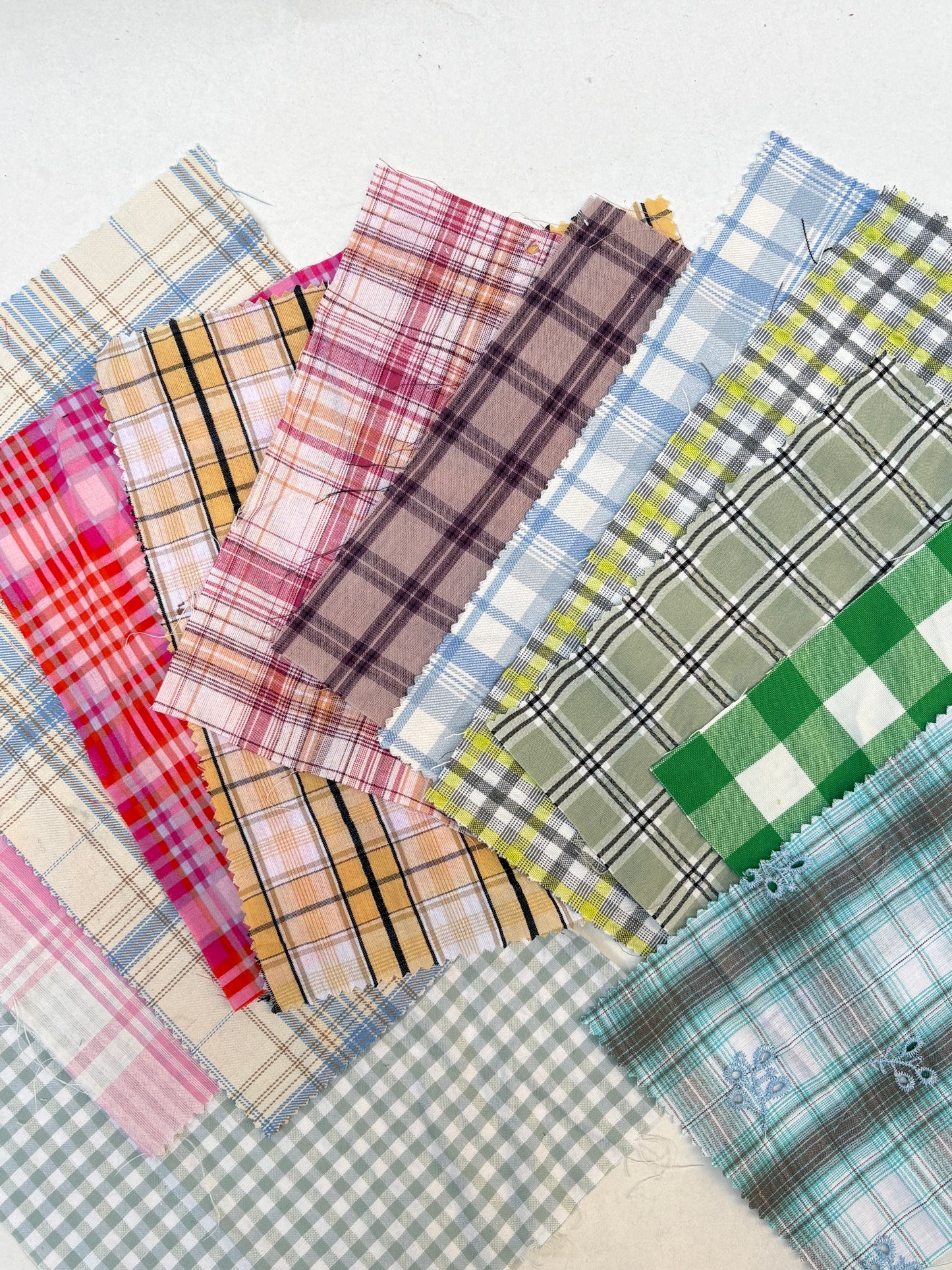 Checkered Cotton Fabric Sample Bundle of 12 *ONE-OFF*