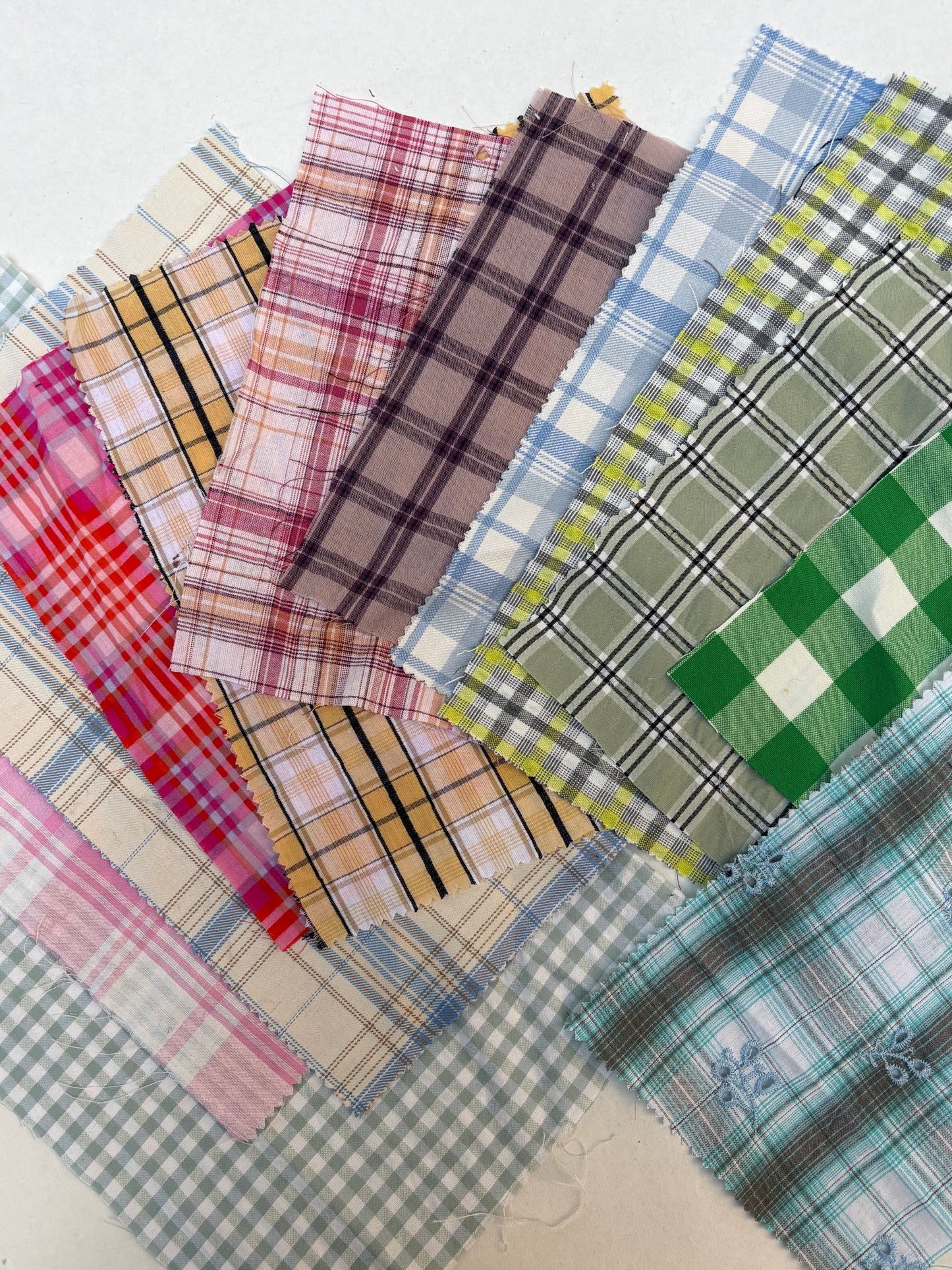 Checkered Cotton Fabric Sample Bundle of 12 *ONE-OFF*
