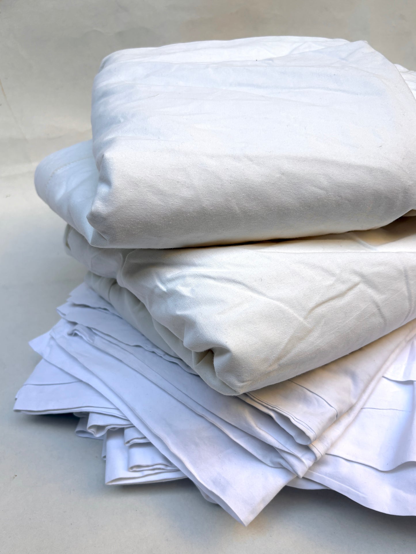 100% Cotton Fabric, White Bed Linens, Mixed Bundle - 3kg