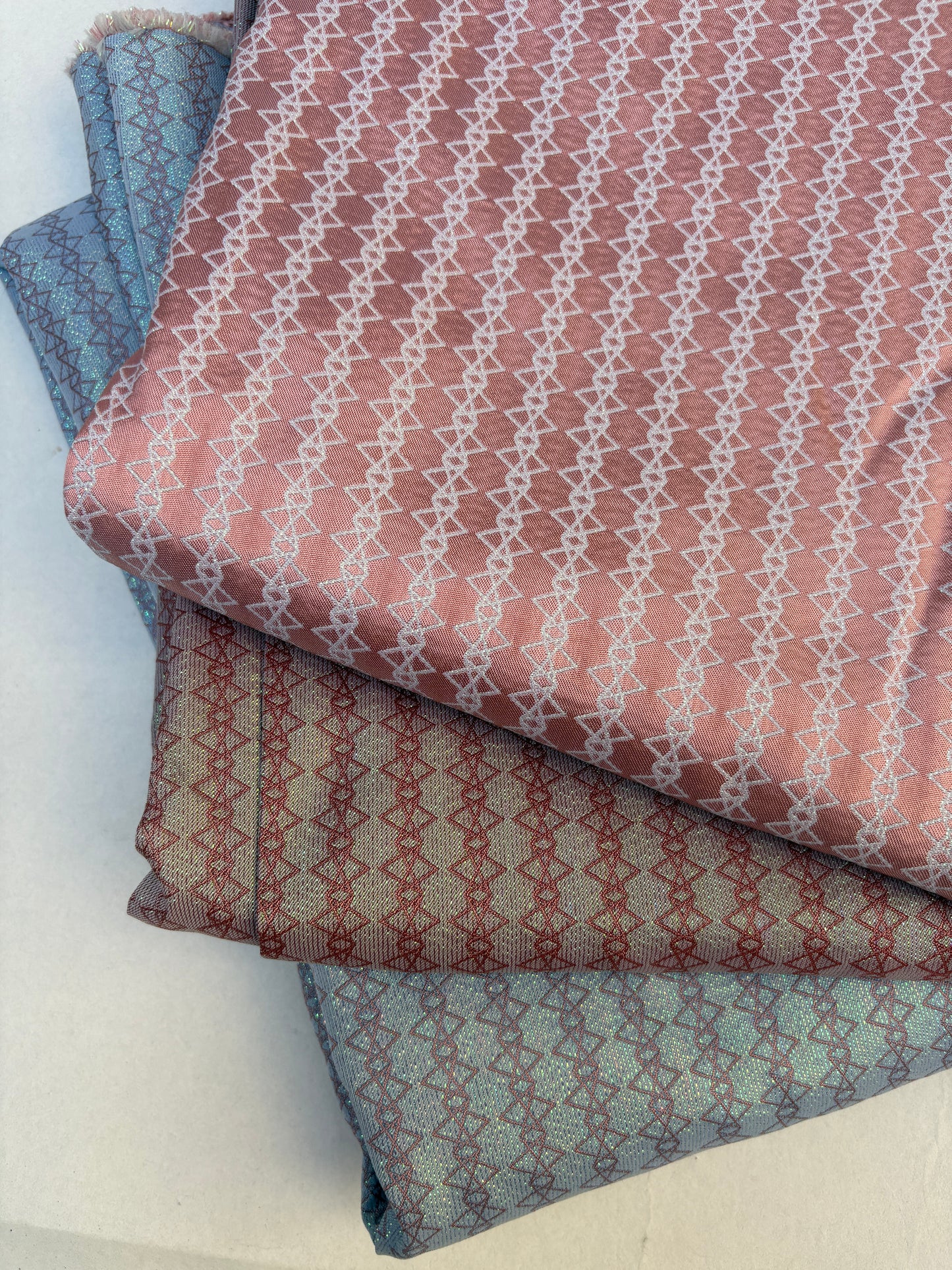Fabric, Silk Blend, Geometric Pattern, Medium Weight, End of Roll, Choose-your-colour