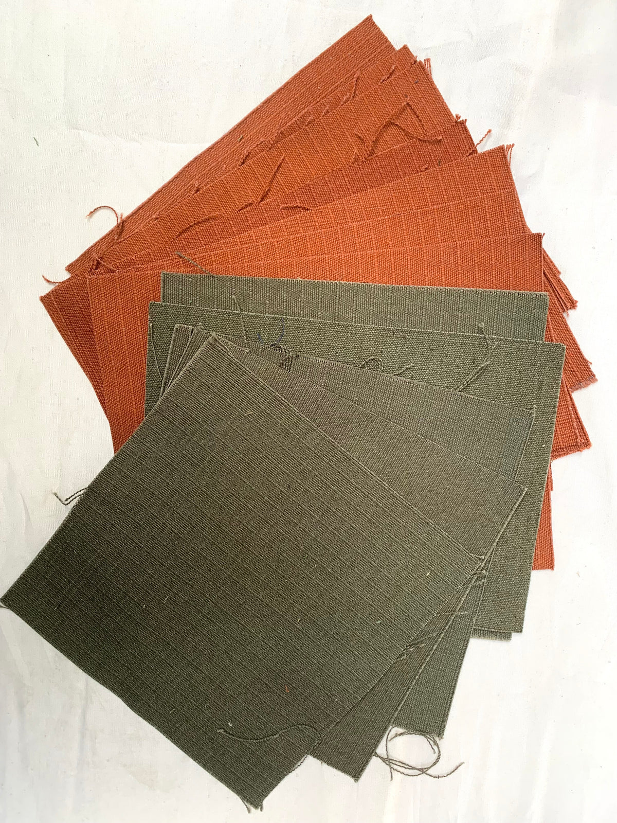 Khaki + Sunset Orange Fabric Samples Bundle of 12 from HOWE *ONE-OFF*