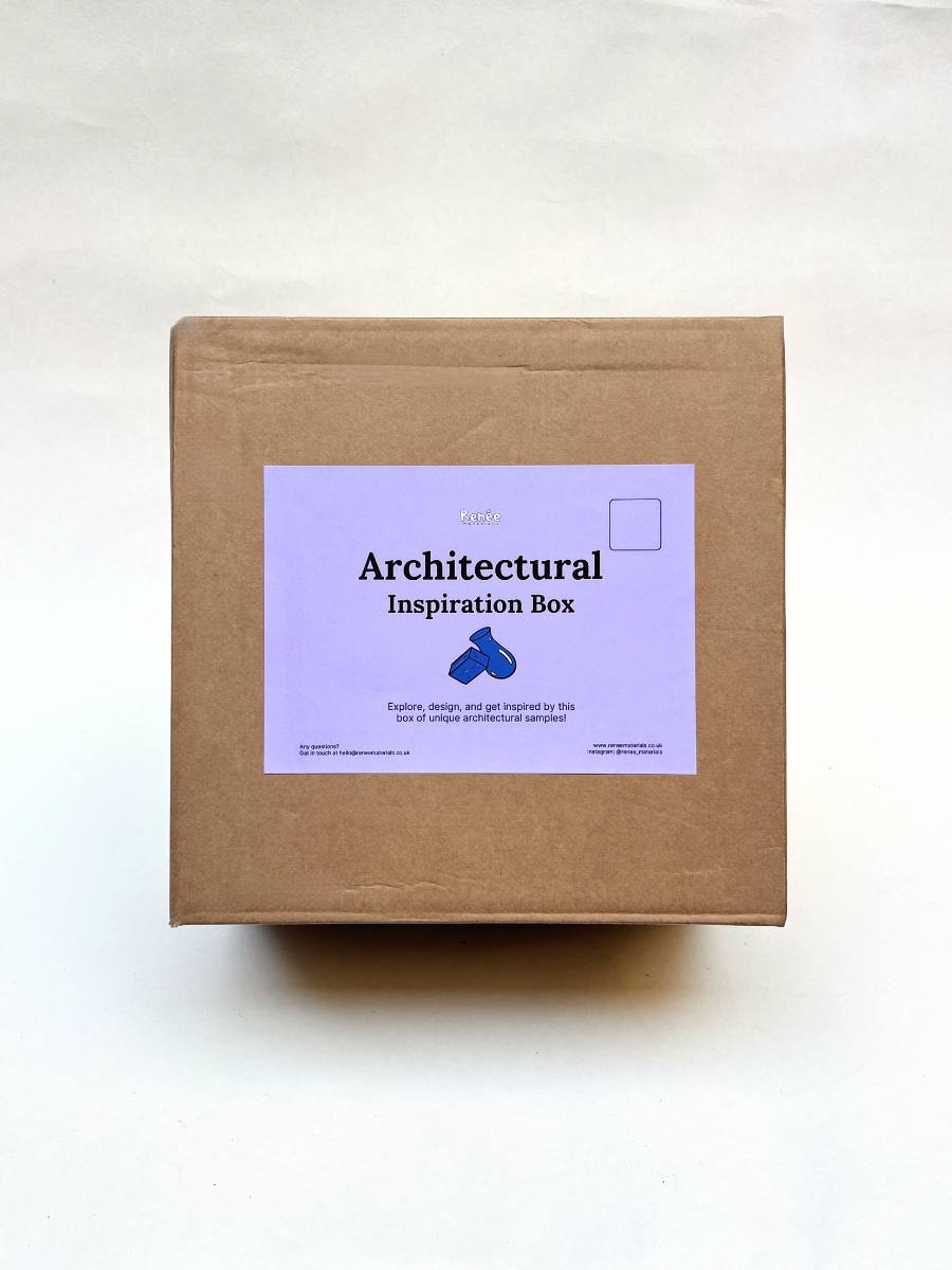 Brown box with a purple label on a white background