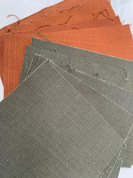 Khaki + Sunset Orange Fabric Samples Bundle of 12 from HOWE *ONE-OFF*