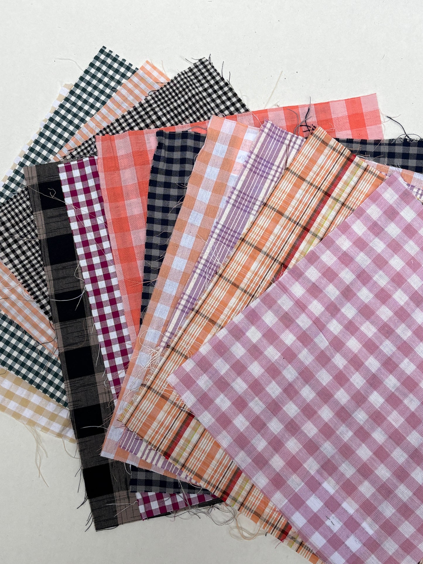 Checkered Cotton Fabric Sample Bundle of 12 *ONE-OFF*