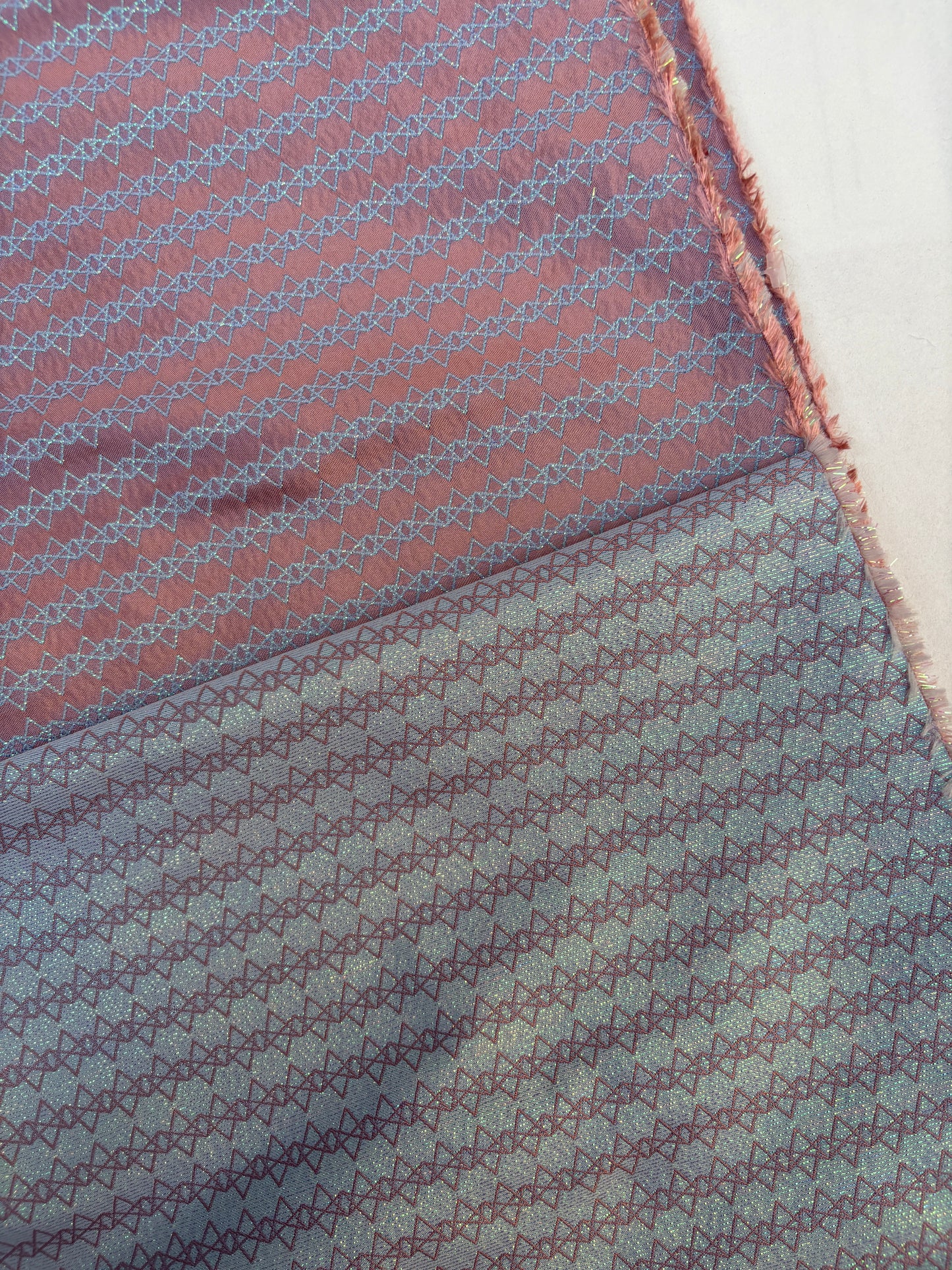 Fabric, Silk Blend, Geometric Pattern, Medium Weight, End of Roll, Choose-your-colour