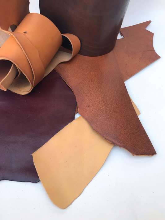 Brown Leather Offcuts from Bill Amberg, Vegetable Tanned, Mixed Bundle