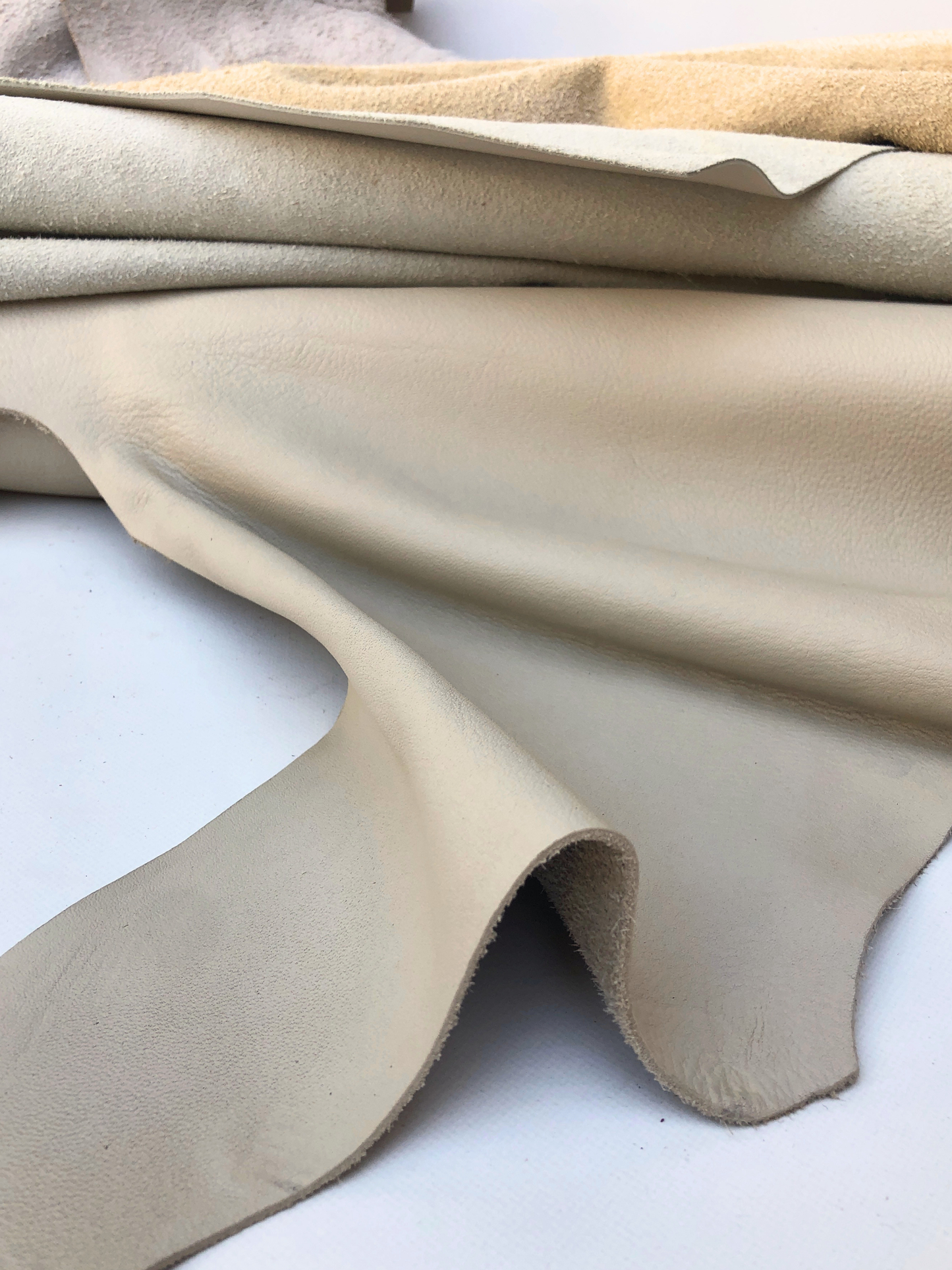 Cream White Mineral Tanned Leather Pieces from Bill Amberg