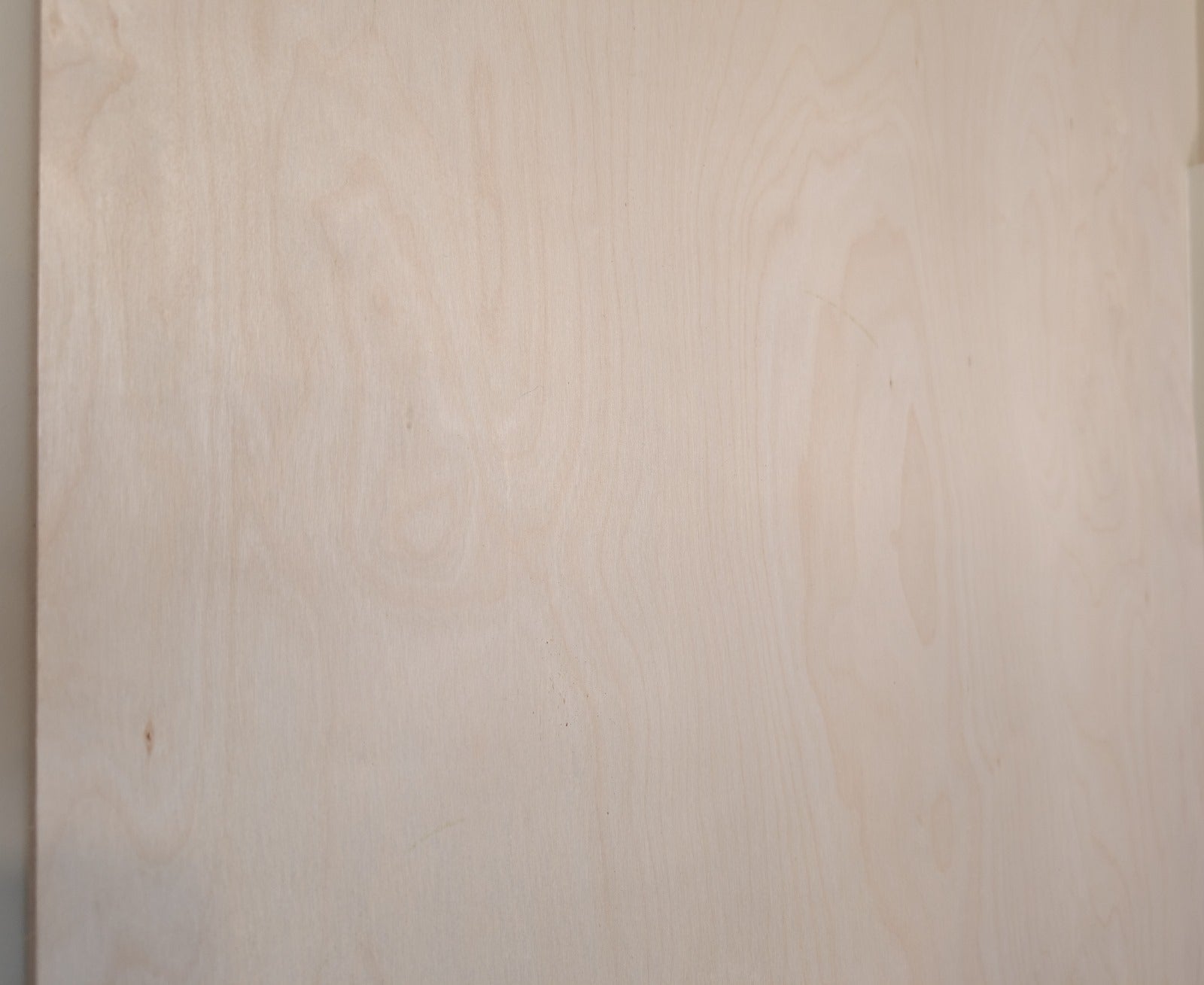 A closeup of a birch plywood sheet showing the grain pattern.