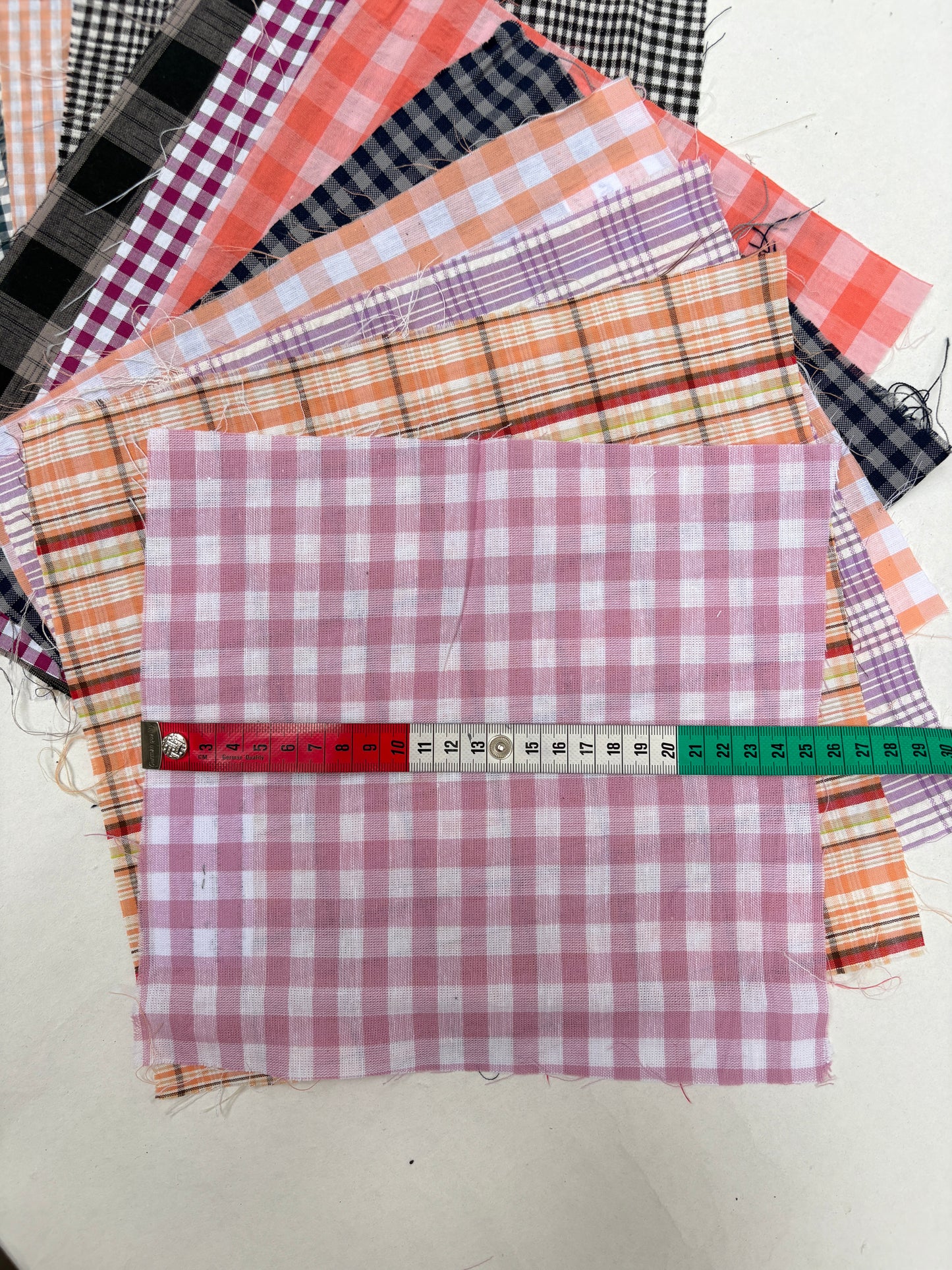 Checkered Cotton Fabric Sample Bundle of 12 *ONE-OFF*
