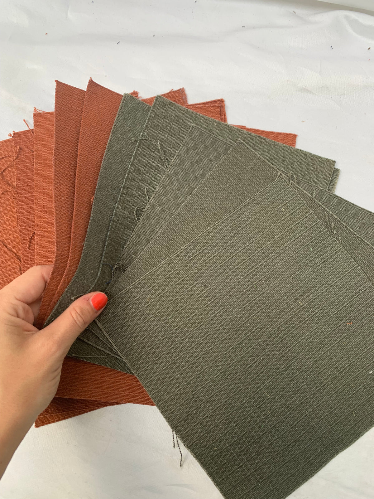 Khaki + Sunset Orange Fabric Samples Bundle of 12 from HOWE *ONE-OFF*