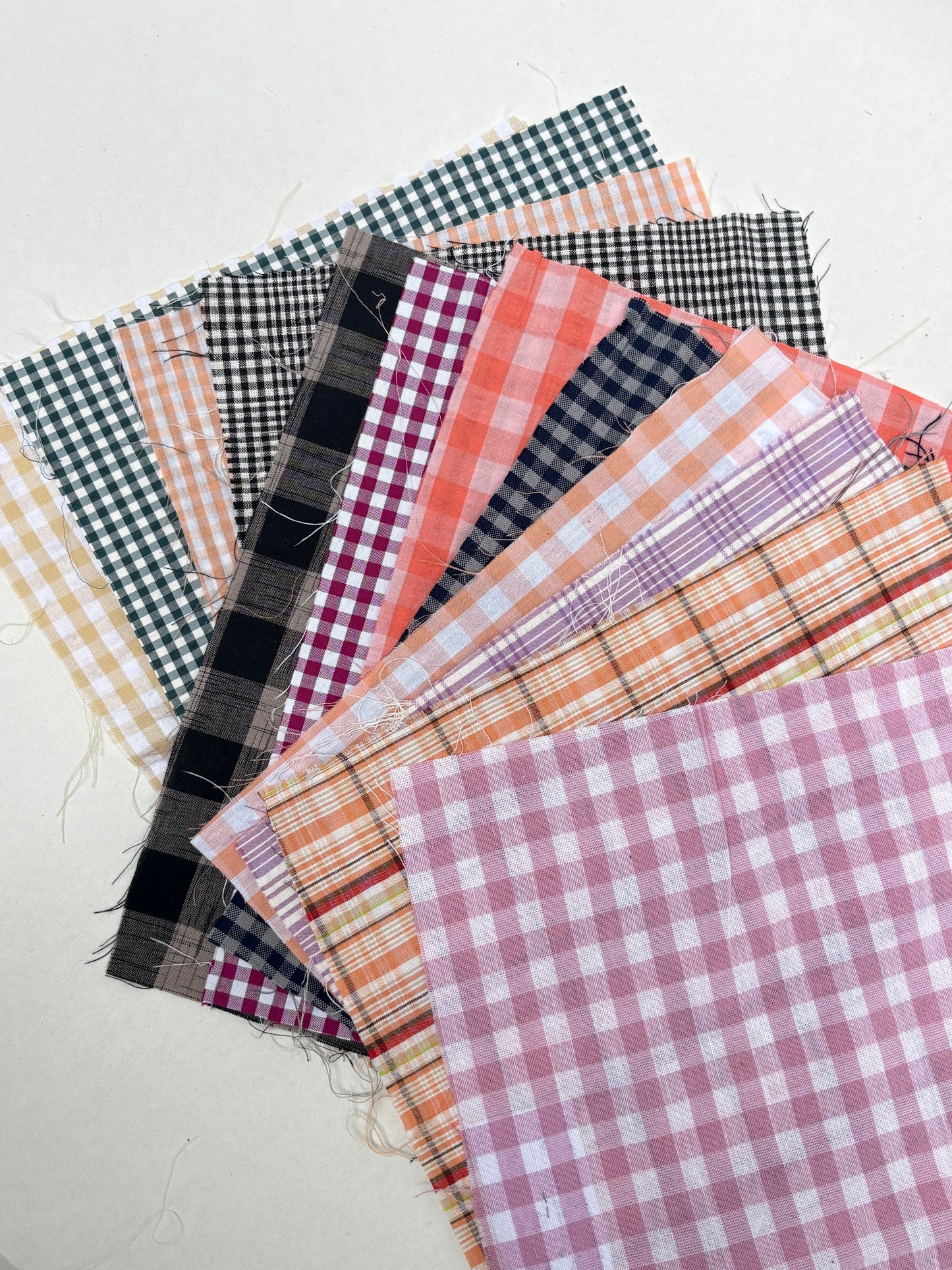 Checkered Cotton Fabric Sample Bundle of 12 *ONE-OFF*