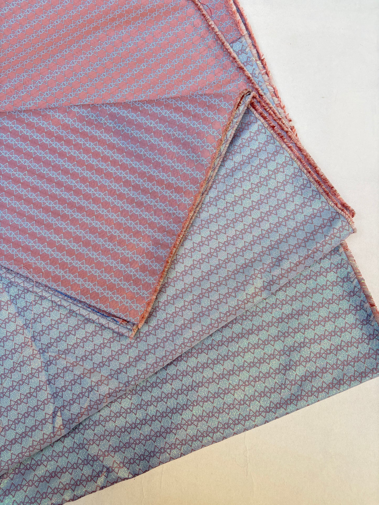 Fabric, Silk Blend, Geometric Pattern, Medium Weight, End of Roll, Choose-your-colour