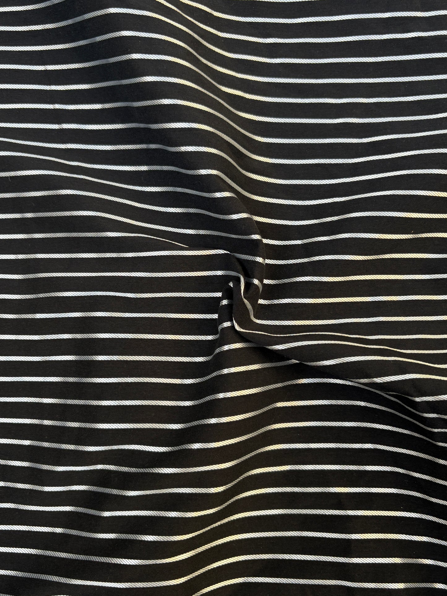 Fabric, Lightweight, Black/Sliver Striped, End of Roll