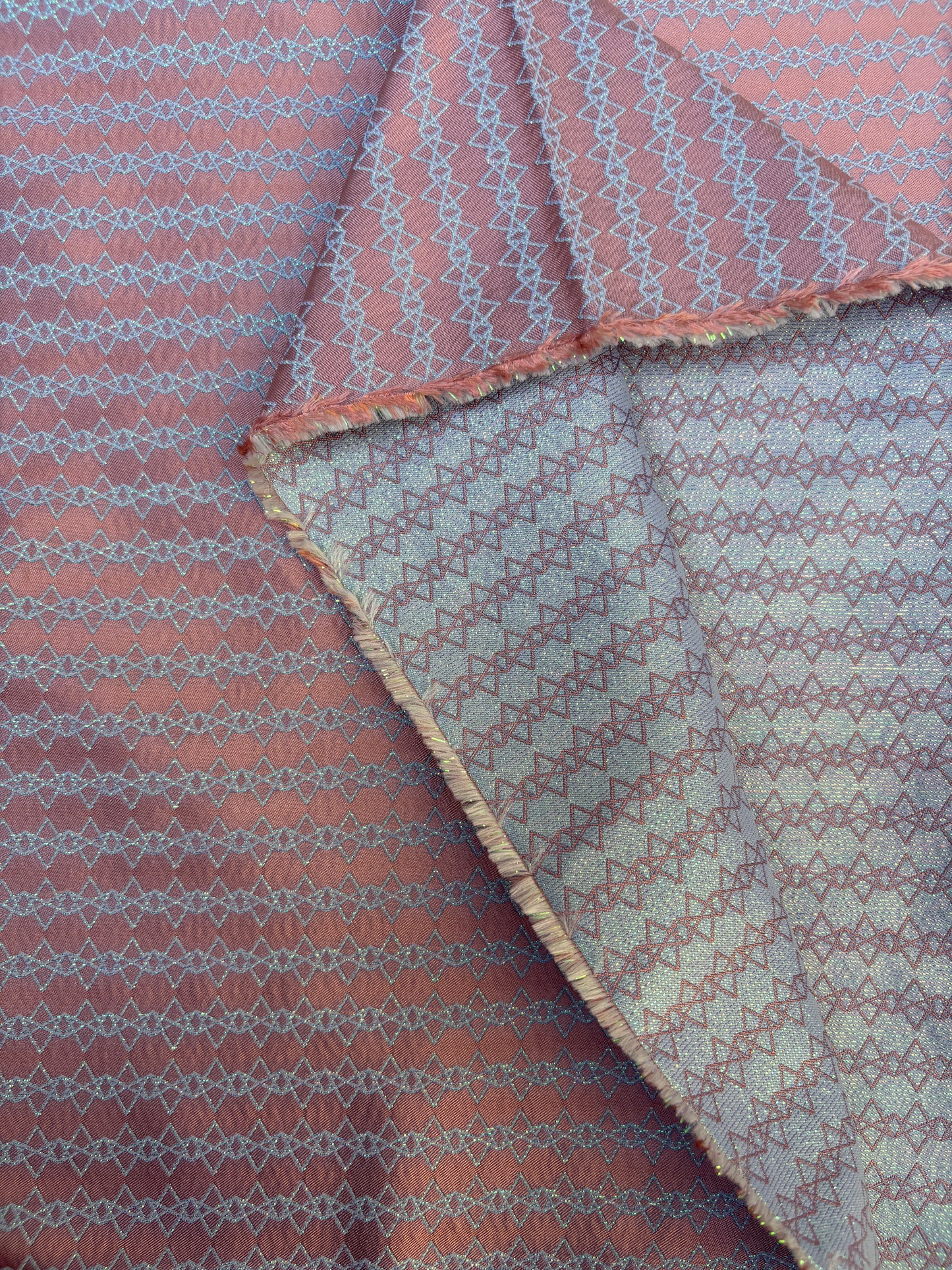 Fabric, Silk Blend, Geometric Pattern, Medium Weight, End of Roll, Choose-your-colour