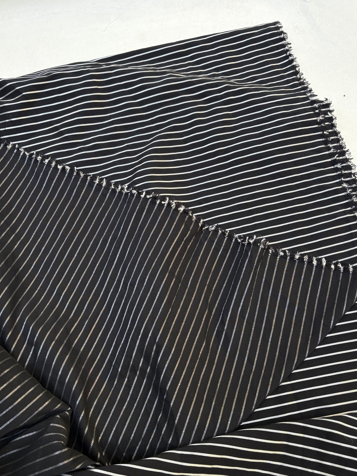 Fabric, Lightweight, Black/Sliver Striped, End of Roll