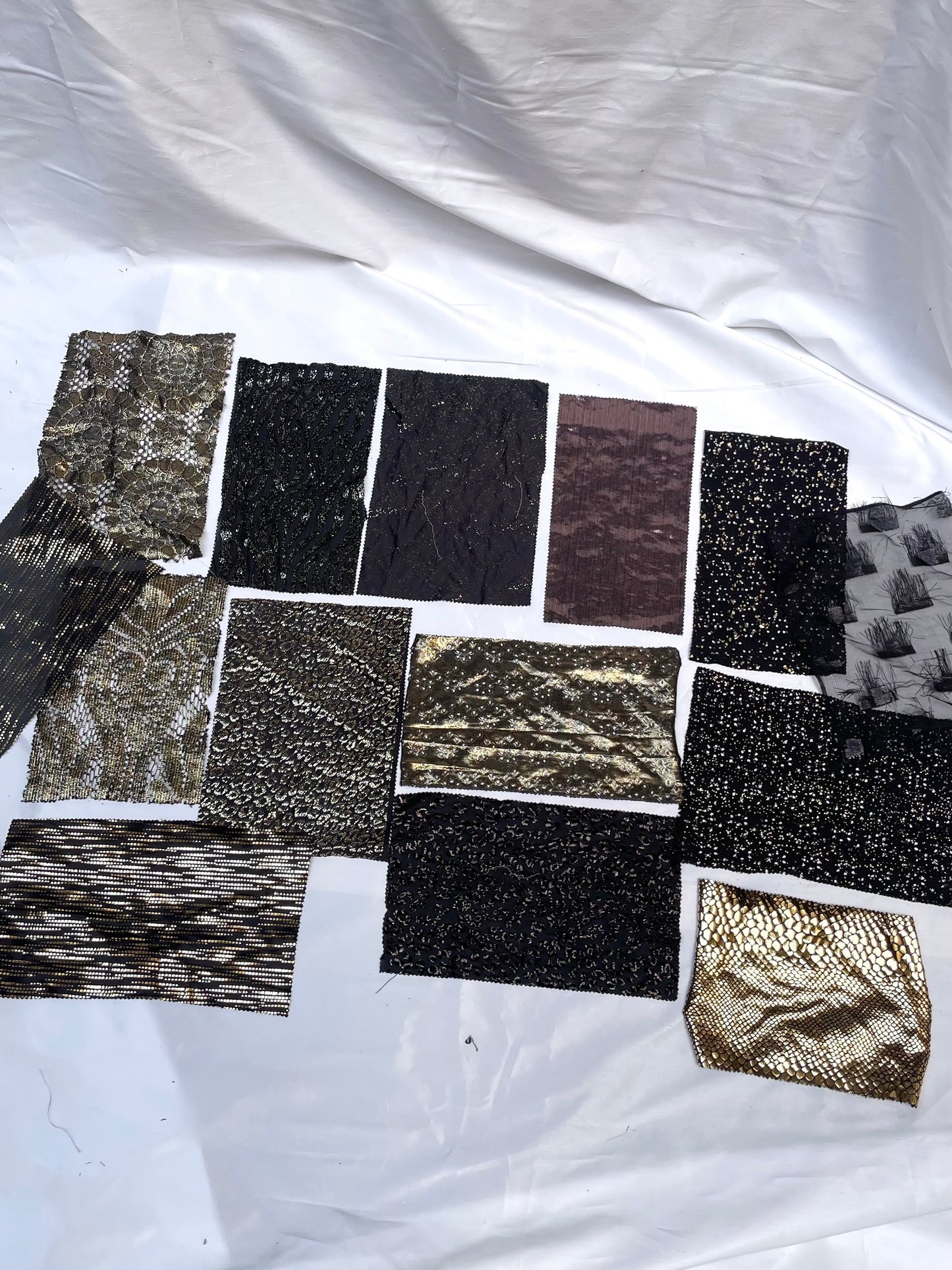 Glitter Dark Gold Fabric Sample Bundle of 14 *ONE-OFF*