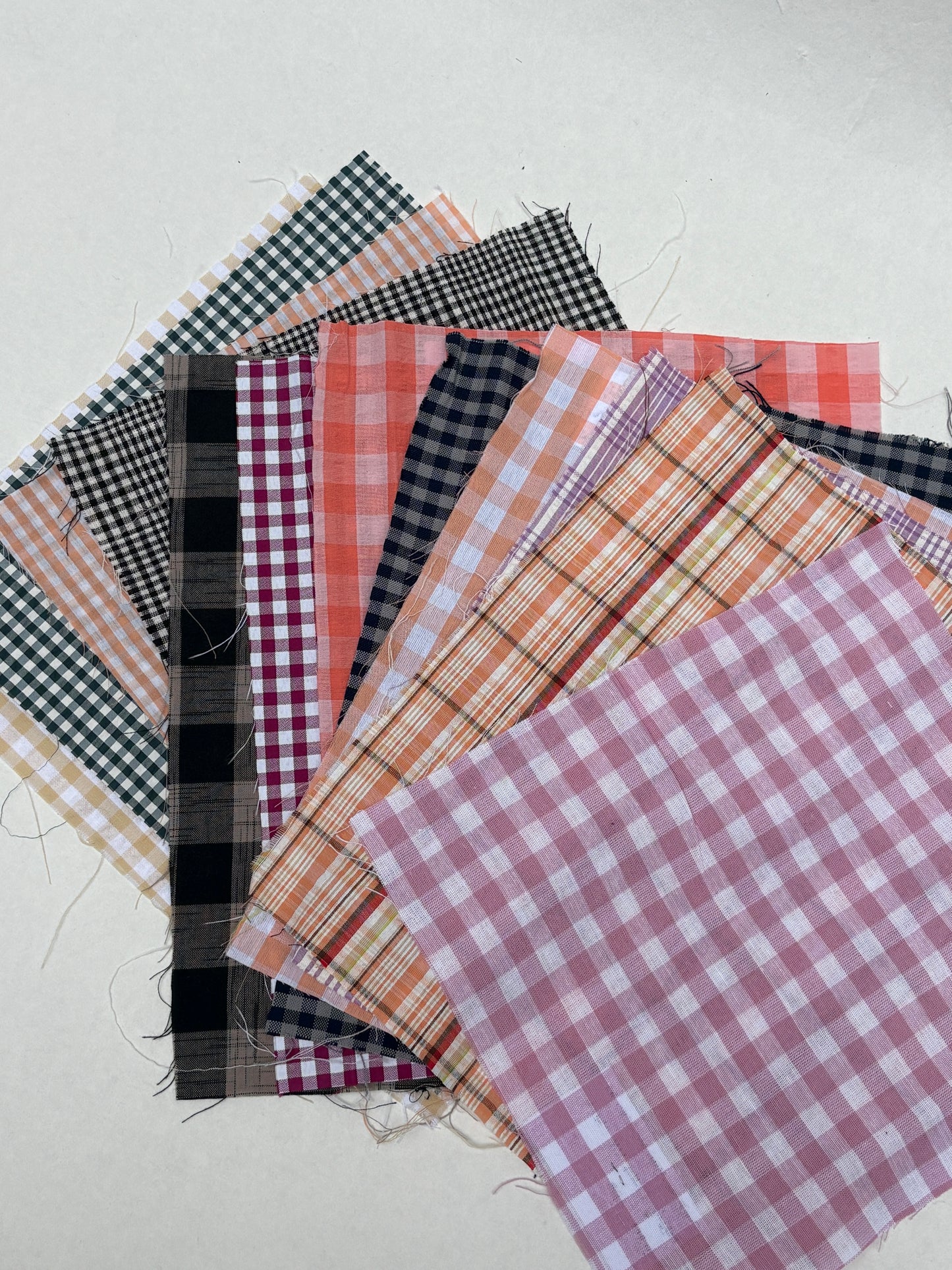 Checkered Cotton Fabric Sample Bundle of 12 *ONE-OFF*