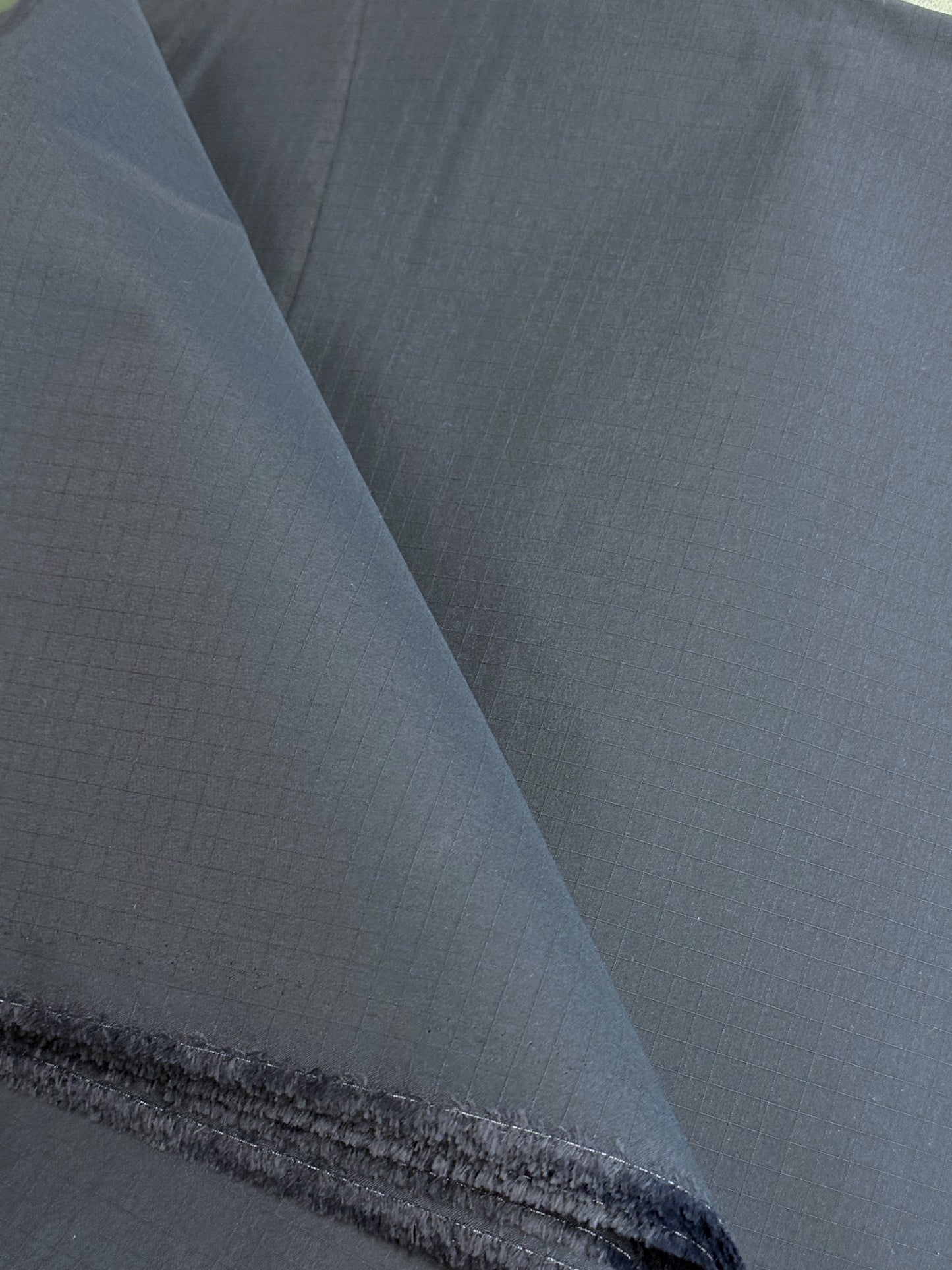 Fabric, Ripstop, Blended Organic Cotton & Recycled Nylon, Dark Navy, End of Roll