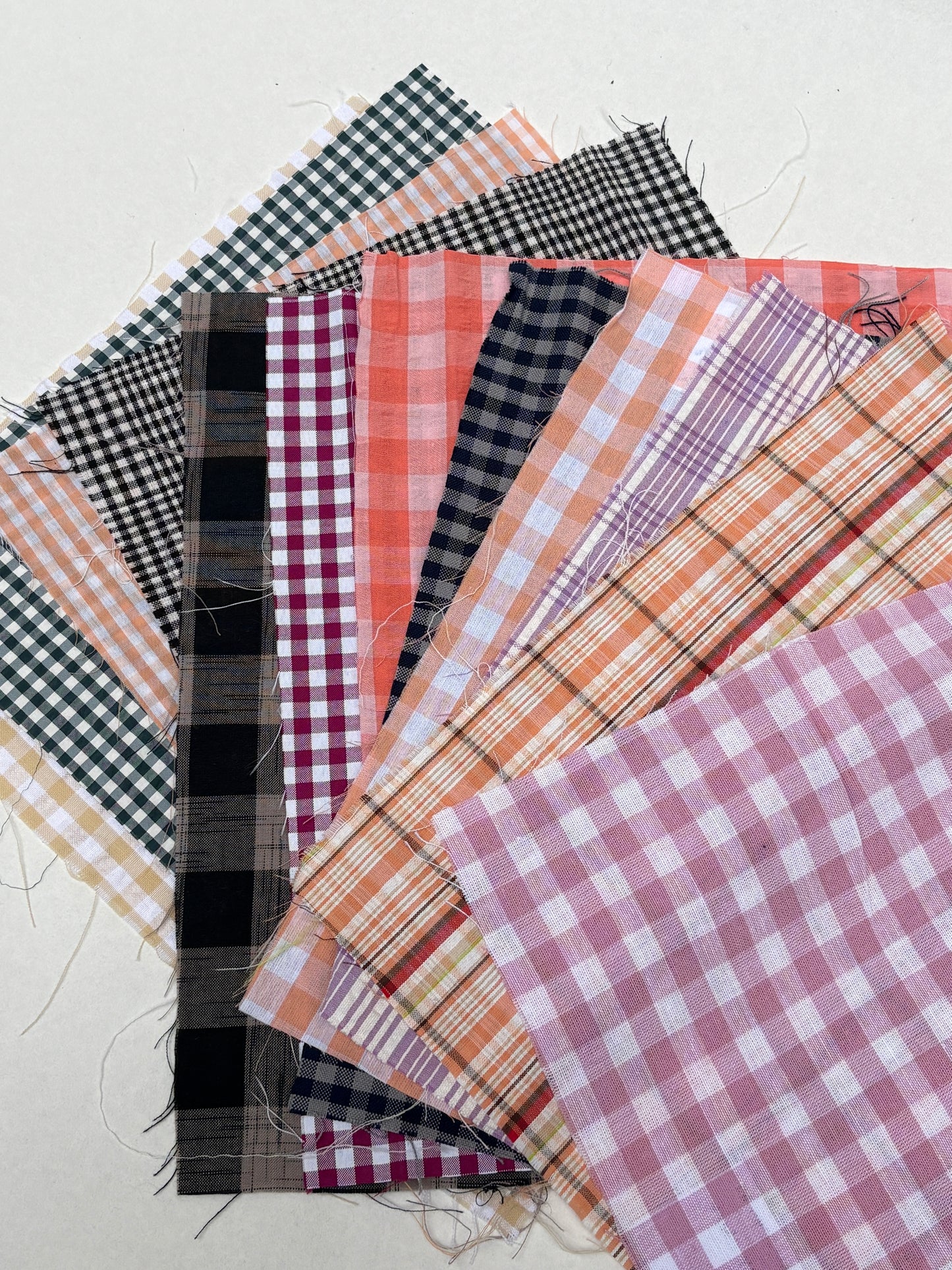 Checkered Cotton Fabric Sample Bundle of 12 *ONE-OFF*