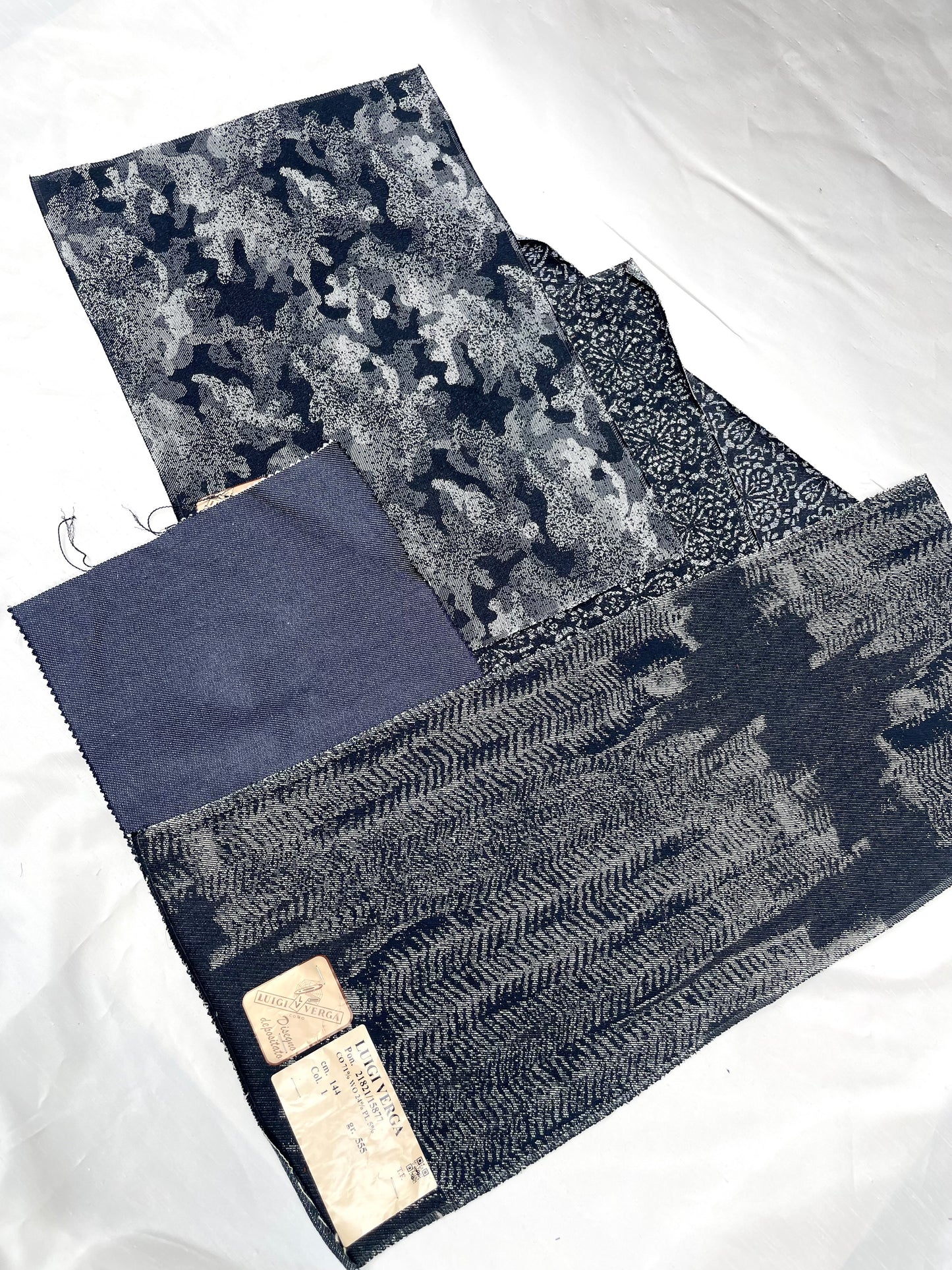 Denim Blue Patterned Fabric Bundle of Four *ONE-OFF*