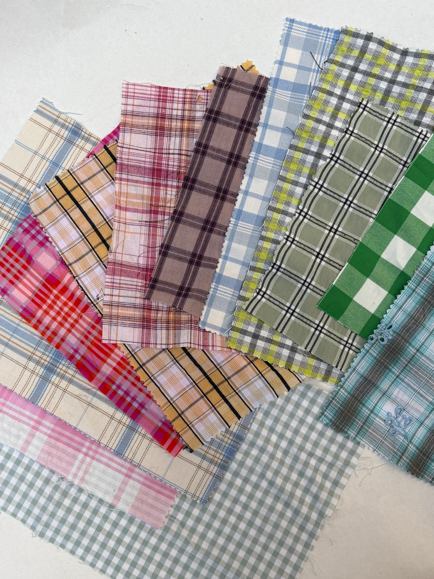 Checkered Cotton Fabric Sample Bundle of 12 *ONE-OFF*