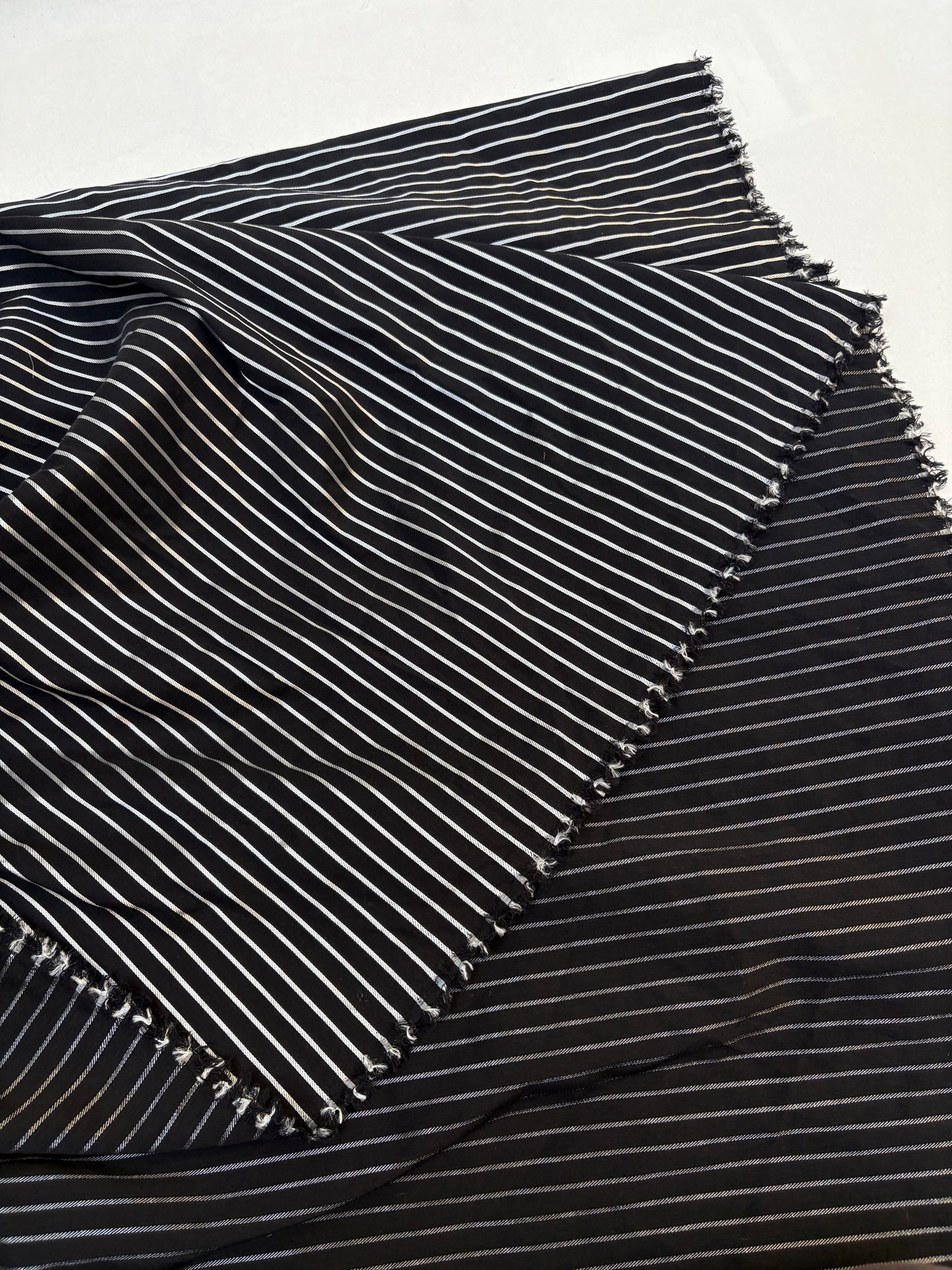 Fabric, Lightweight, Black/Sliver Striped, End of Roll