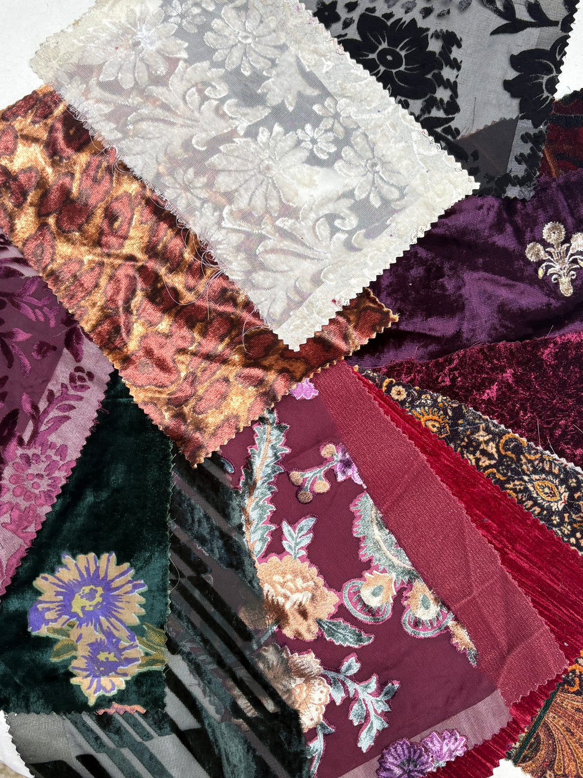Velvet Patterned Fabric Sample Bundle of 13 *ONE-OFF*