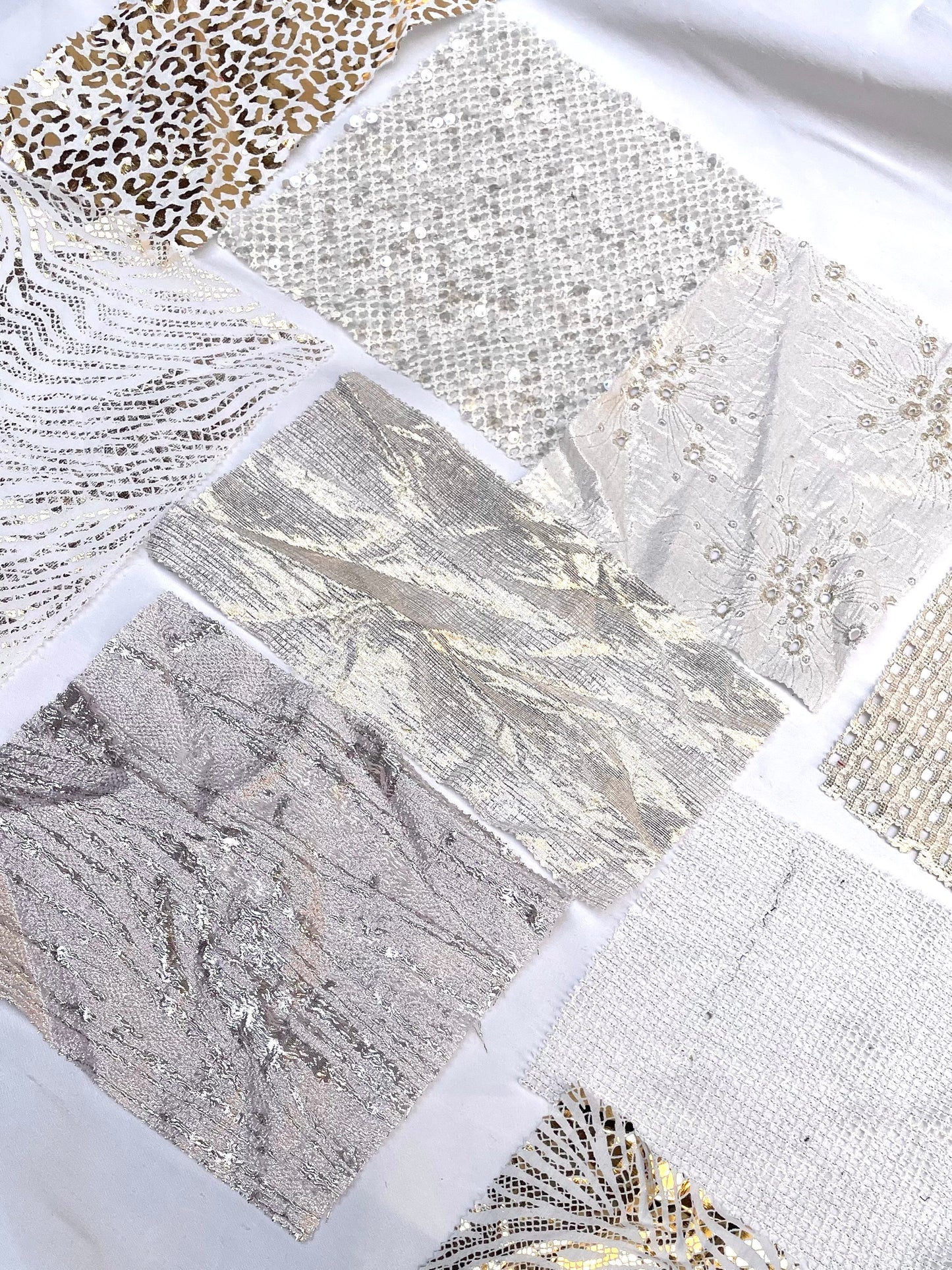 Glitter White Fabric Sample Bundle of 11 *ONE-OFF*
