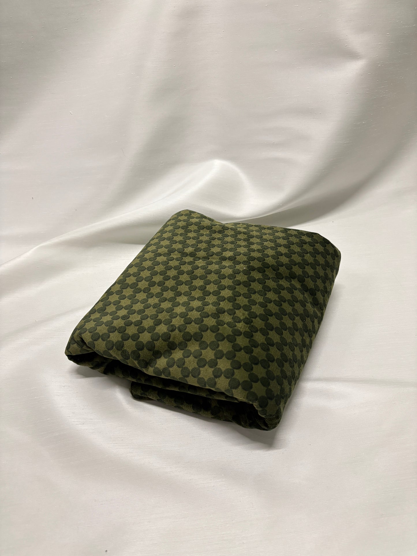 Green Dot Velvet Fabric End of Roll *ONE-OFF*