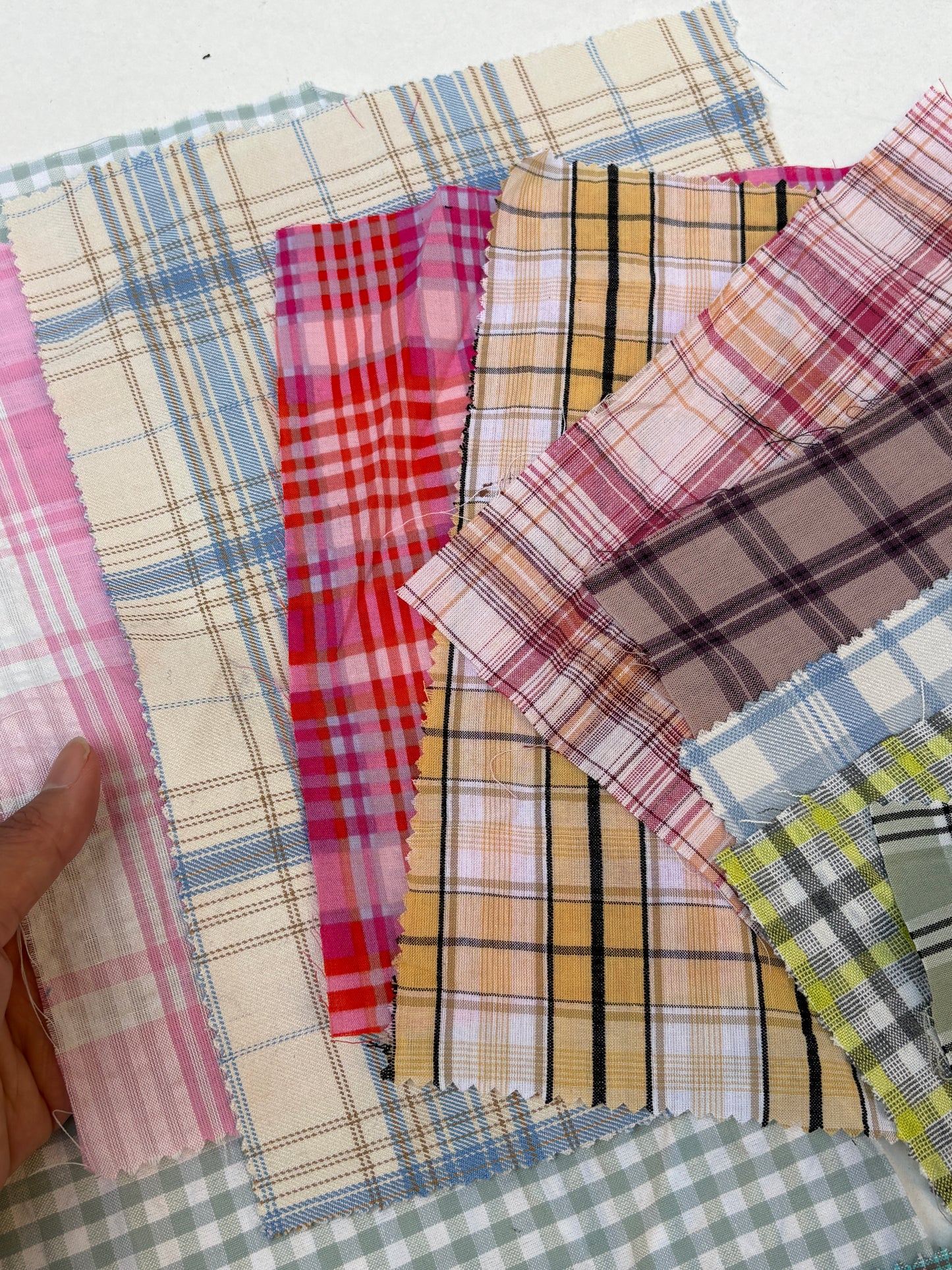Checkered Cotton Fabric Sample Bundle of 12 *ONE-OFF*