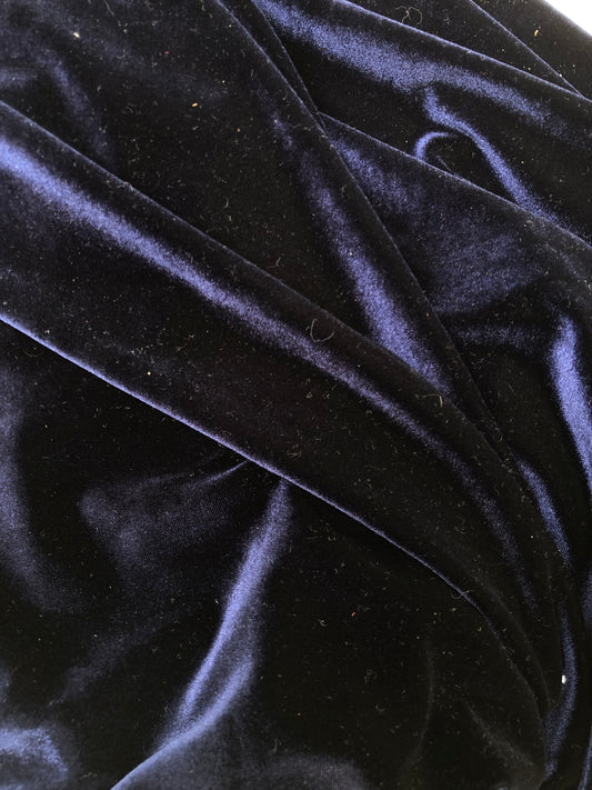 Fabric, Velvet, Stretchy, Navy, End of Roll