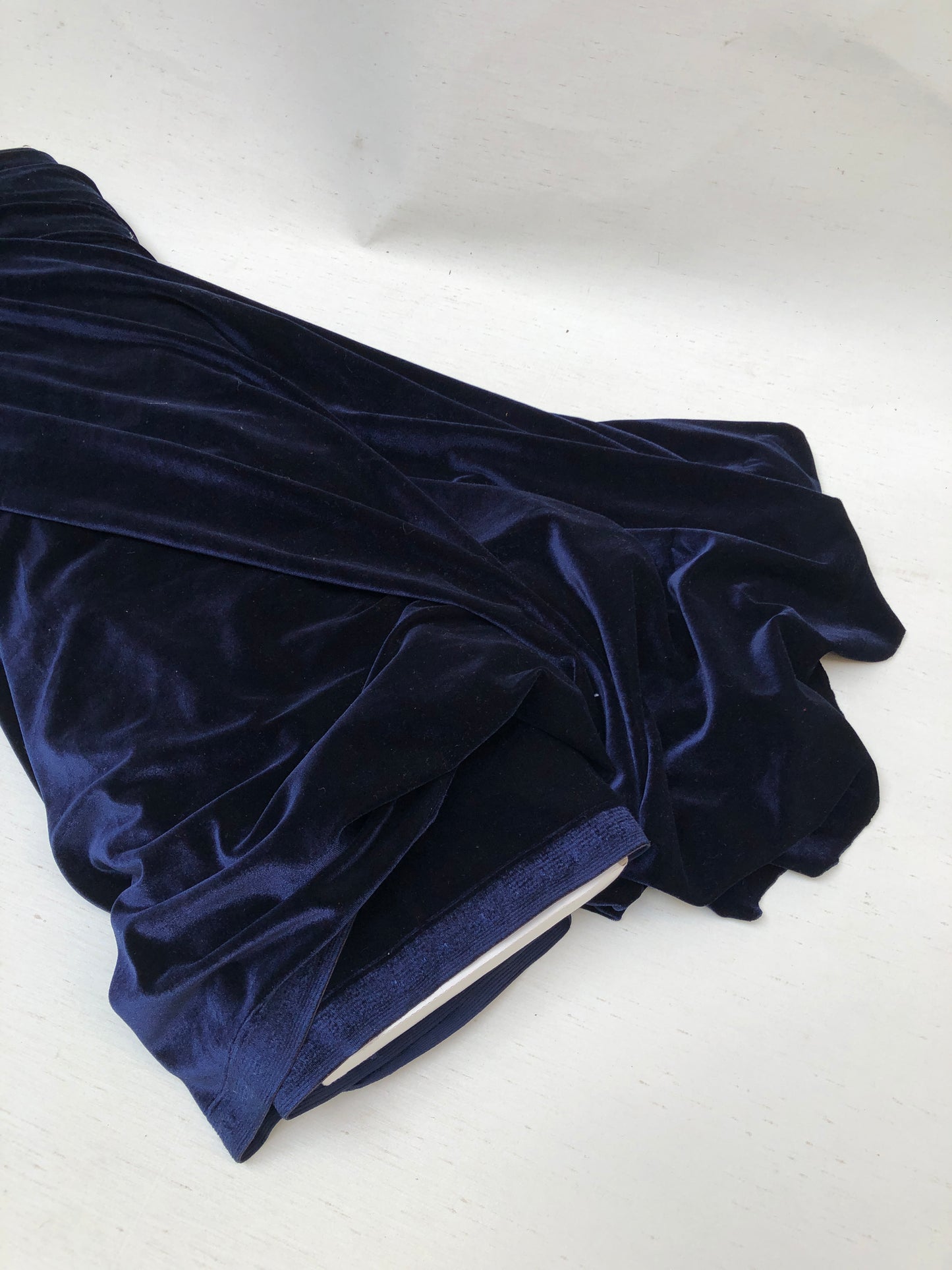 Fabric, Velvet, Stretchy, Navy, End of Roll