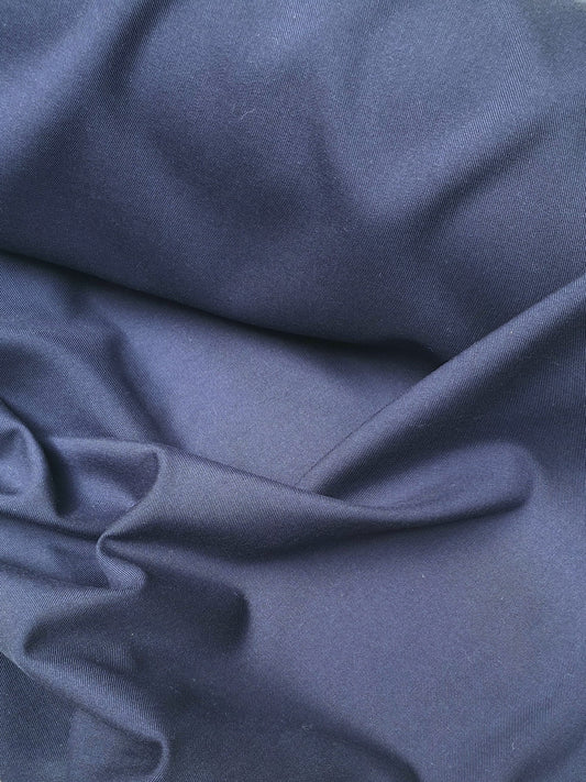 Fabric, Medium Weight, Suiting Twill, 100% Wool, Navy, End of Roll