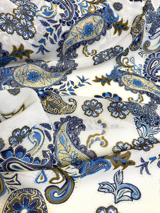 Fabric, Paisley Pattern Print, Semi-transparent, End of Roll