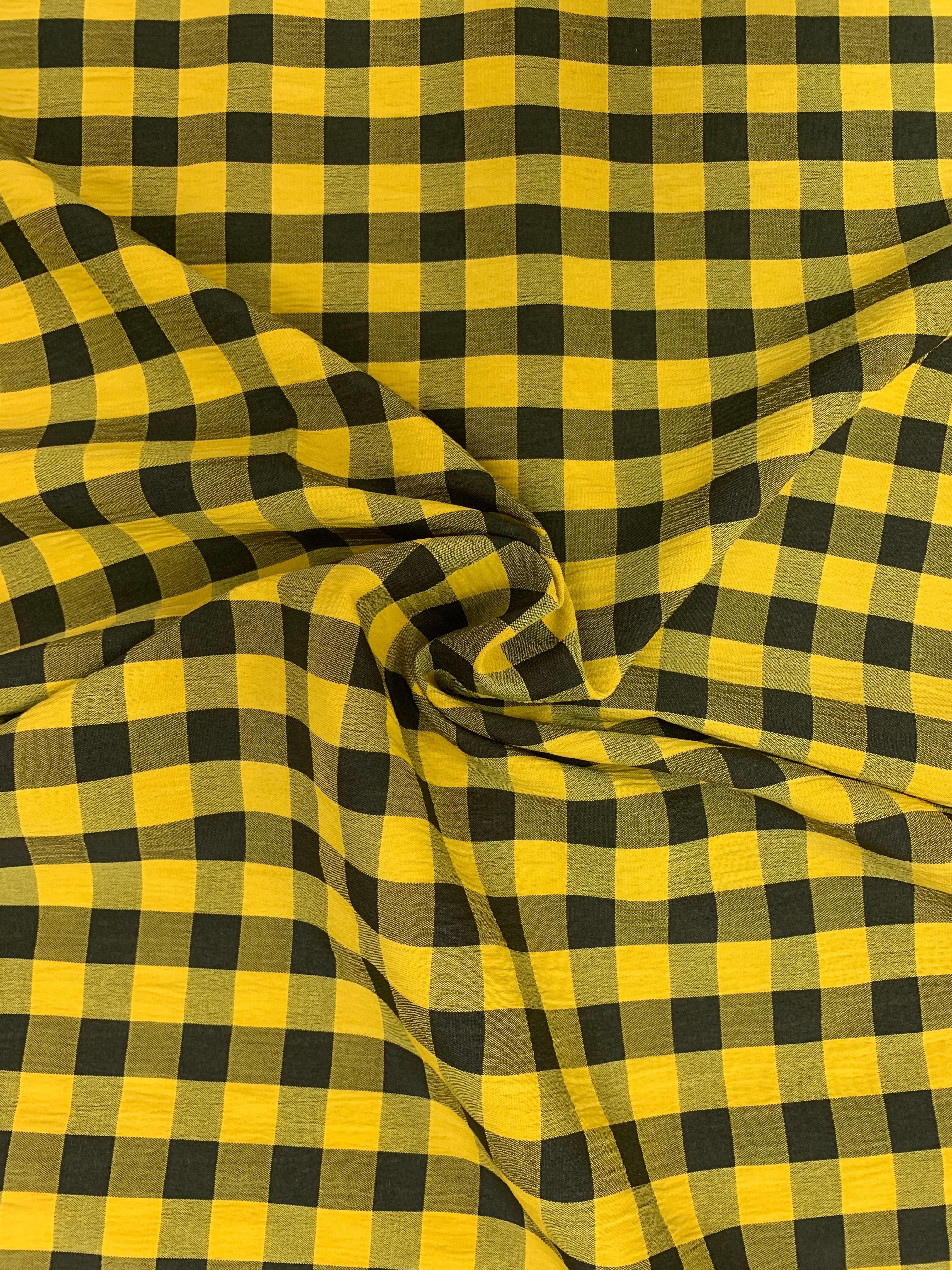 Gingham Check Deadstock Fabric, Yellow/Black – Renee Materials