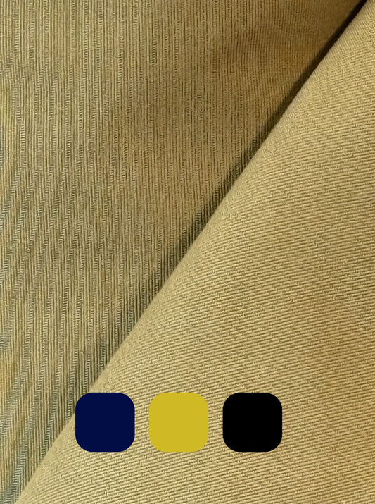 Fabric, Recycled Nylon/Organic Cotton Blend, Cordura Grosgrain, Gold/Navy/Black, End of Roll