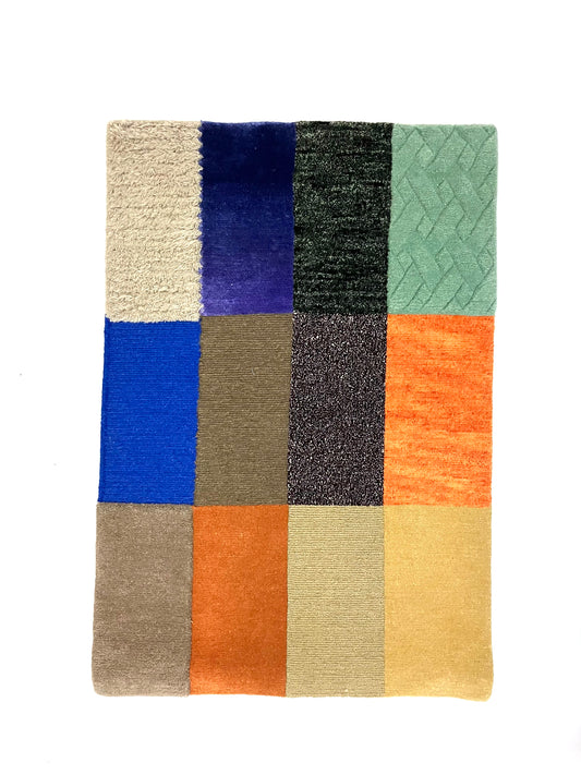 Hand Knotted Rug from FLOOR_STORY, Geometric Pattern, 60cmx90cm
