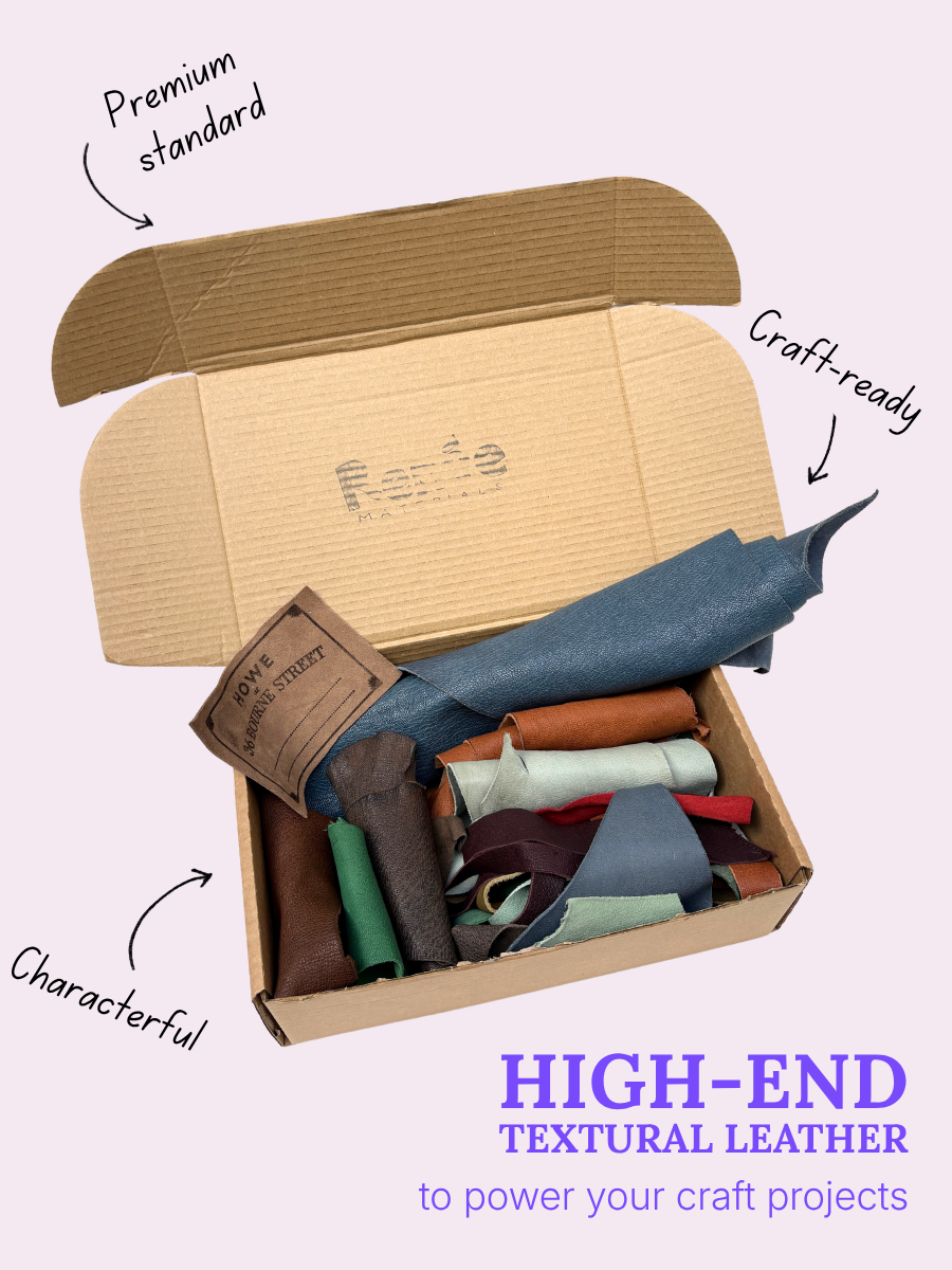 HOWE Goatskin Leather Inspiration Box – Reclaimed Leather Offcuts for Craft & Design